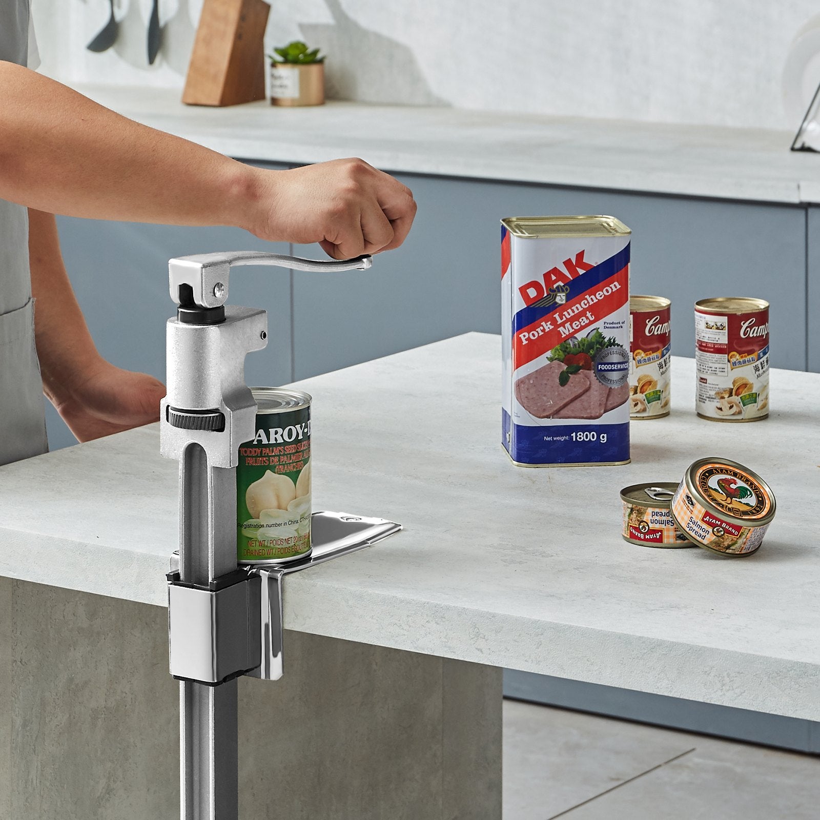 Heavy Duty Manual Can Opener with Adjustable Height for Large Cans – Industrial Table Opener for Restaurants, Hotels, Bars, & Home Kitchens, Fits Cans up to 11.8" Tall, Durable SUS420 Blade for High Efficiency