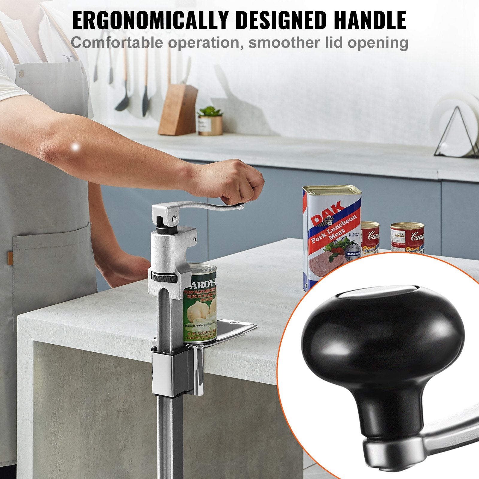 Heavy Duty Manual Can Opener with Adjustable Height for Large Cans, Ideal for Restaurants and Bars, Industrial Grade, Easy to Use and Clean
