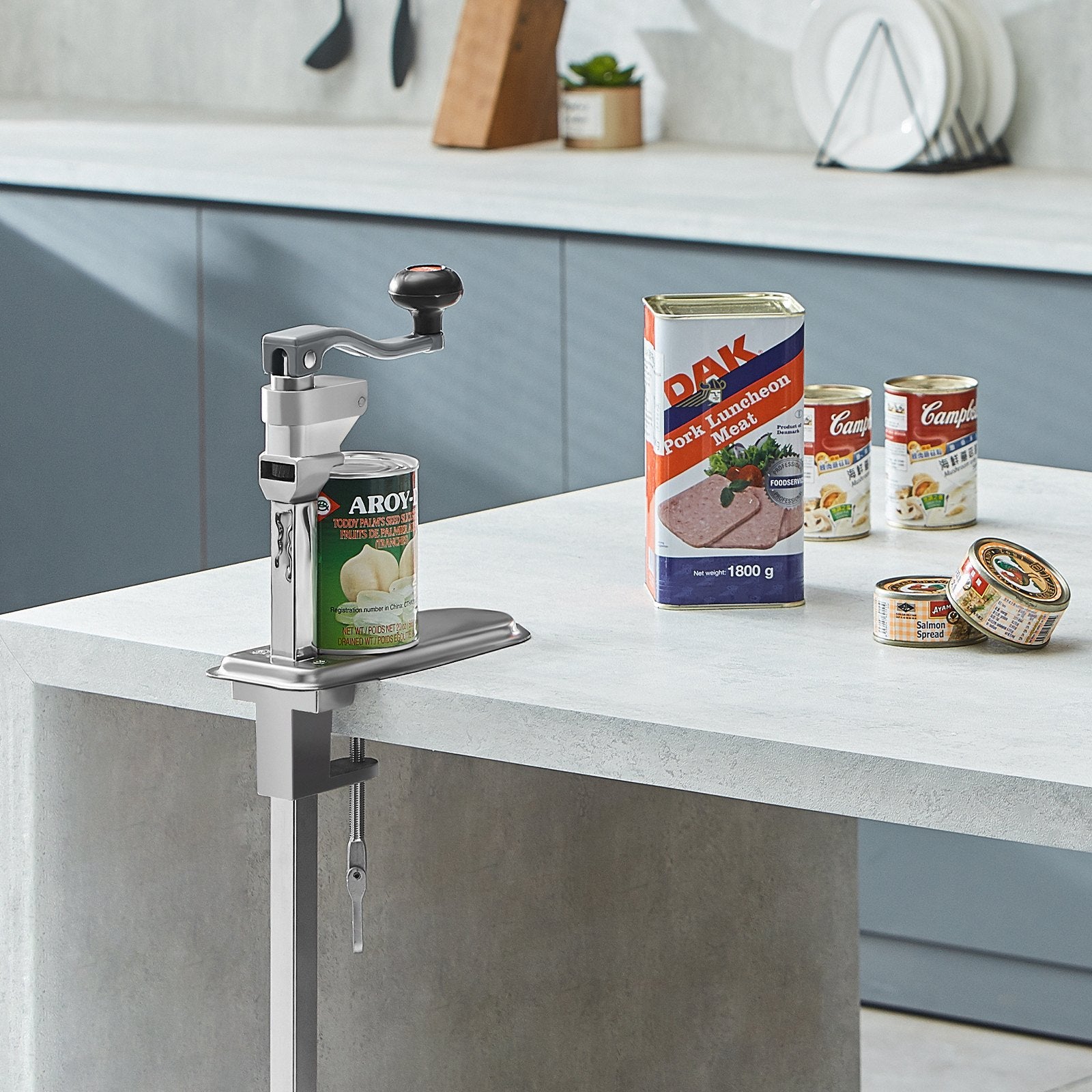 Heavy Duty Manual Can Opener with Adjustable Height - Commercial Table Clamp for Large Cans Up to 15.7", Ideal for Restaurants, Hotels, Home Bars