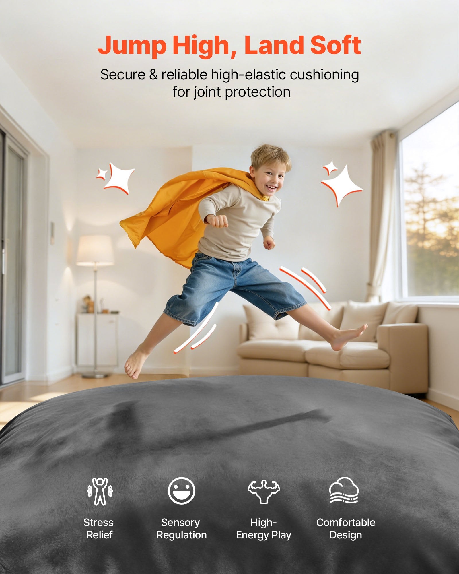 Large Sensory Crash Pad for Kids with Foam Blocks, Washable Cover, Soft Landing Zone for Jumping, Relaxing, Play, Sensory Room Equipment