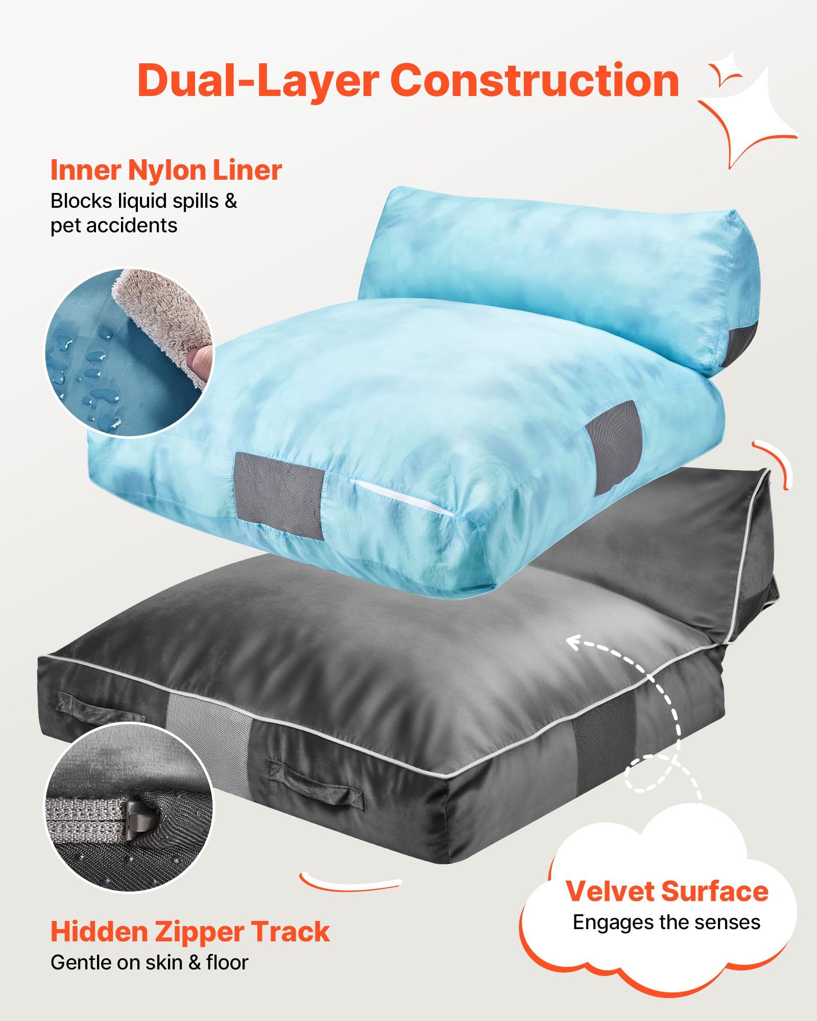 Large Sensory Crash Pad for Kids with Foam Blocks, Washable Cover, Soft Landing Zone for Jumping, Relaxing, Play, Sensory Room Equipment