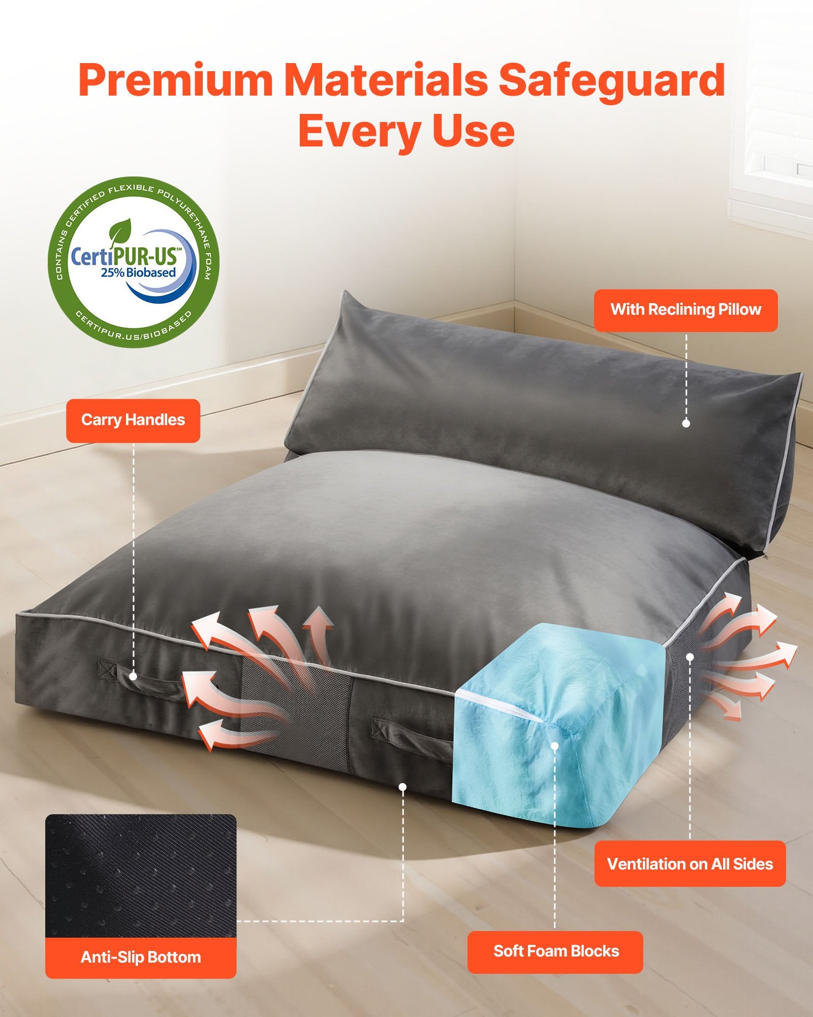 Large Sensory Crash Pad for Kids with Foam Blocks, Washable Cover, Soft Landing Zone for Jumping, Relaxing, Play, Sensory Room Equipment