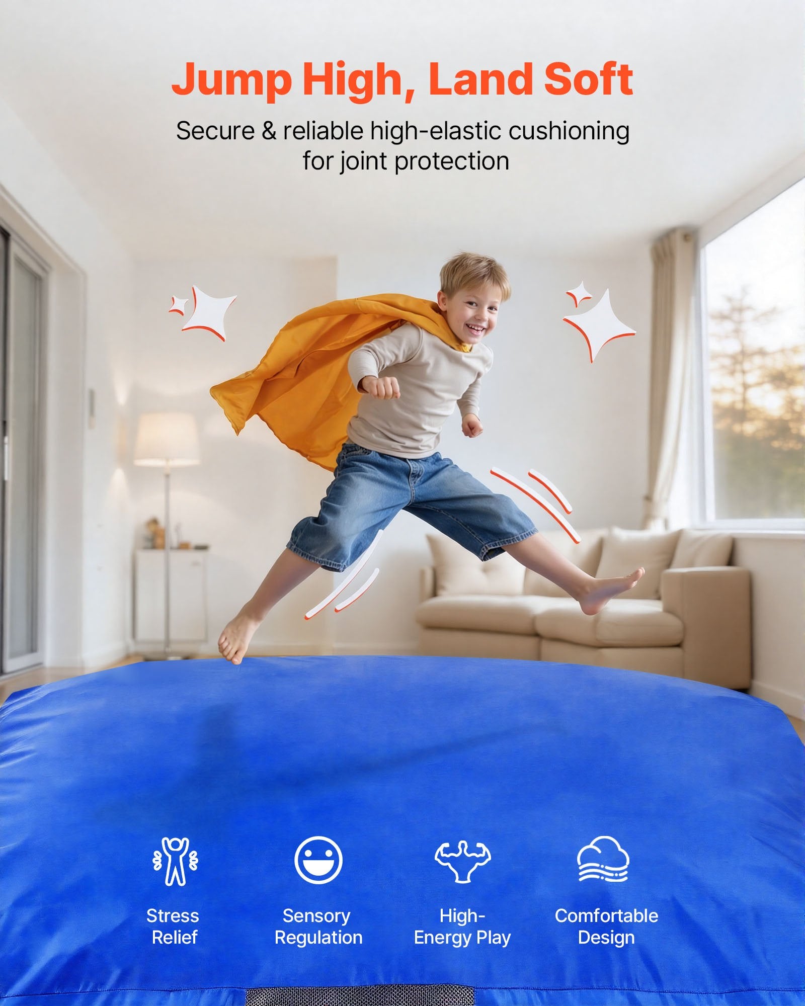 Large 5x5 ft Sensory Crash Pad for Kids with Foam Blocks, Washable Cover - Ideal for Jumping, Relaxing, Play in Sensory Rooms