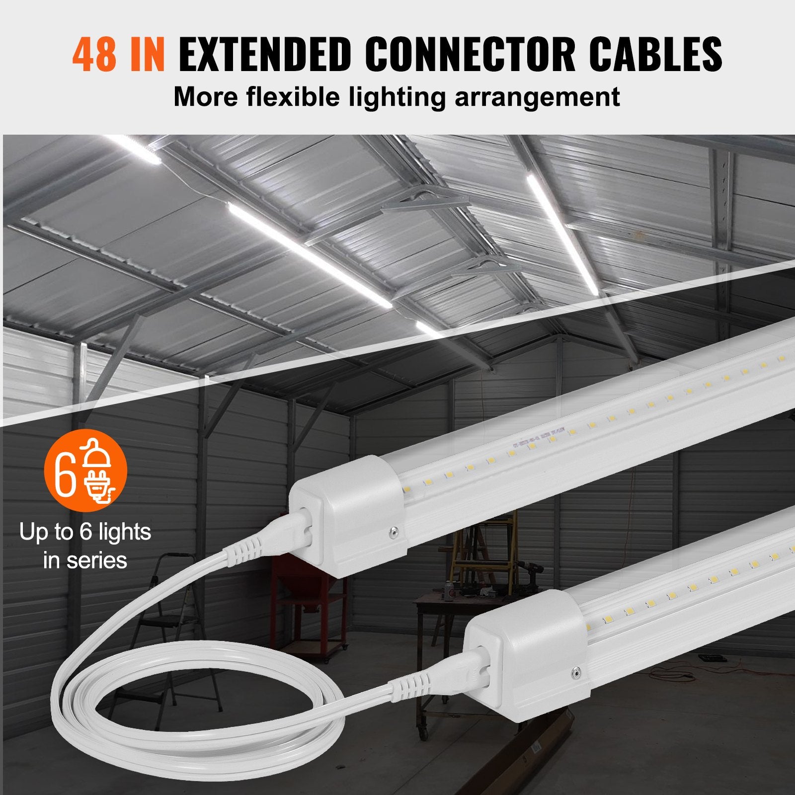 10-Pack 4FT LED Shop Lights, 40W, 5000 LM, Linkable Fixtures with Switch, Ideal for Garage, Workshop, Warehouse, and Office Lighting