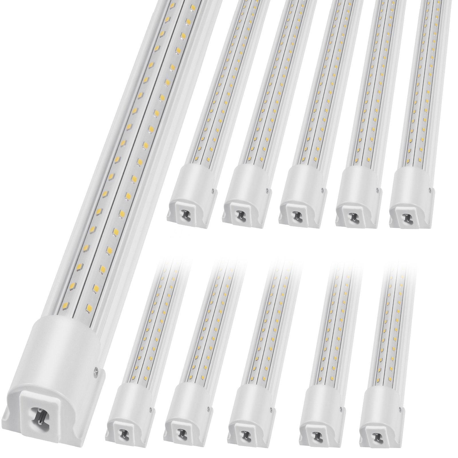 8FT LED Shop Light 10-Pack, 80W Linkable Fixture, 10000LM Ceiling Light with Adjustable Brightness and Mounting Accessories for Garage, Workshop, Warehouse, Home, Office