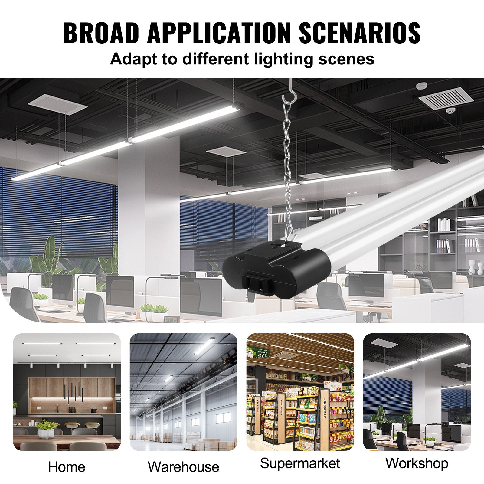 10 Pack 4FT LED Shop Lights, 40W, 4500LM, Linkable Ceiling Fixtures with ON/OFF Switch for Garage, Workshop, Office, Easy Install, High Brightness