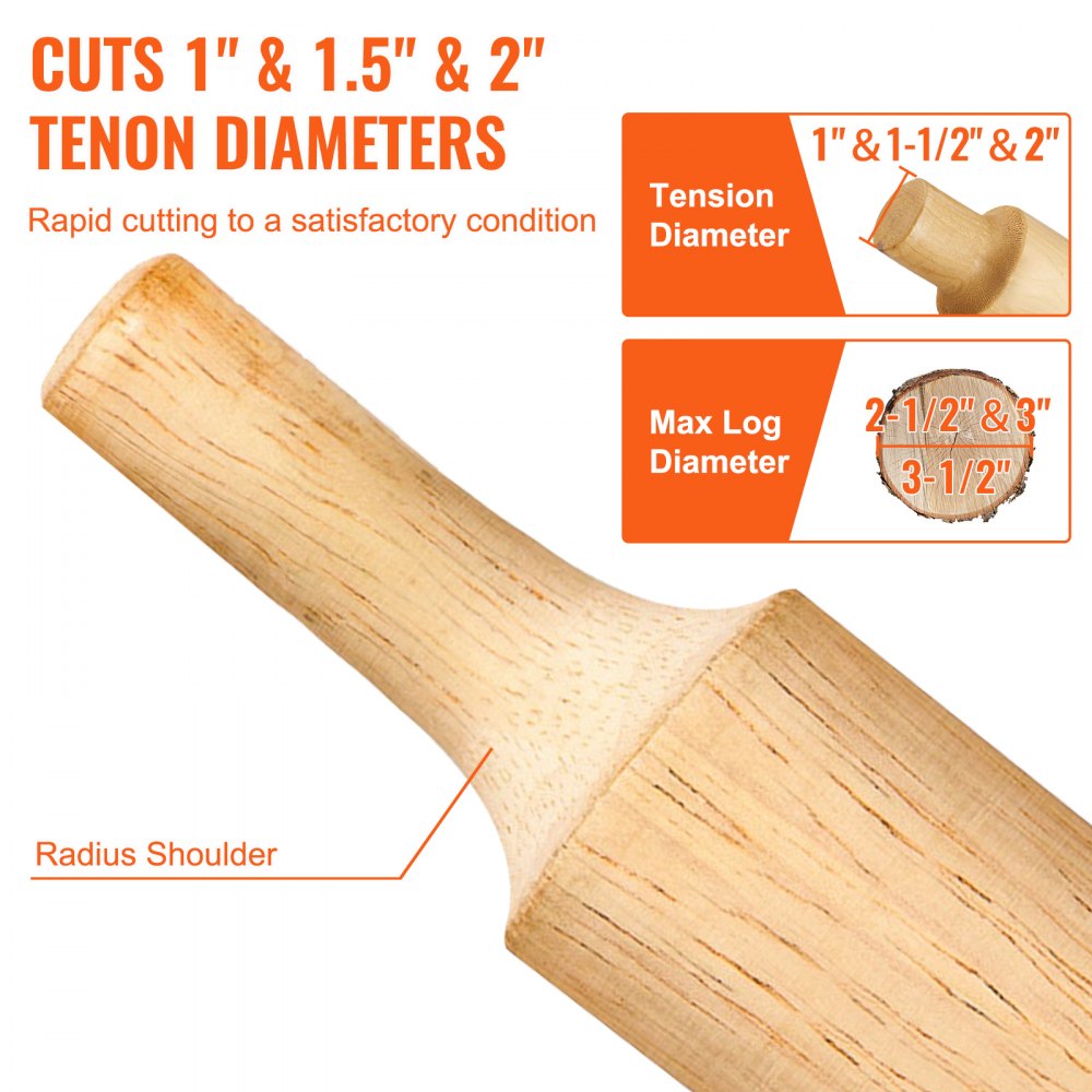 VEVOR Tenon Cutter, 1\"/25.4mm & 1.5\"/38mm & 2\"/50.8mm, with Dual Curved Blades & Button Screws Home Master Kit, Premium Aluminum & Steel Log Furniture Cutter, Commercial Starter’s Tool for Home DIY