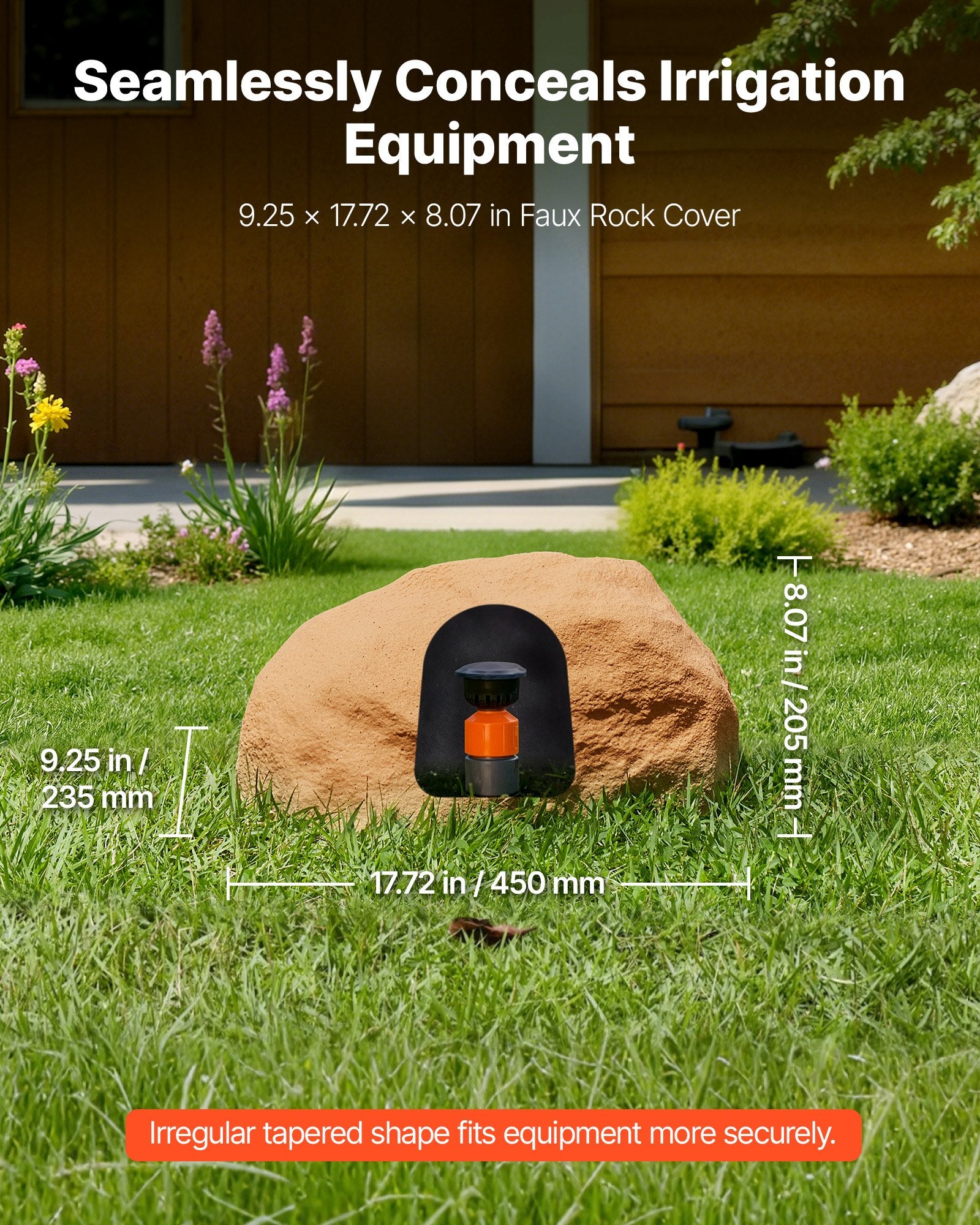 Faux Rock Cover for Outdoor Landscaping - Lightweight, Weather-Resistant Artificial Boulder with Realistic Texture, Small Sand Yellow Pump Cover