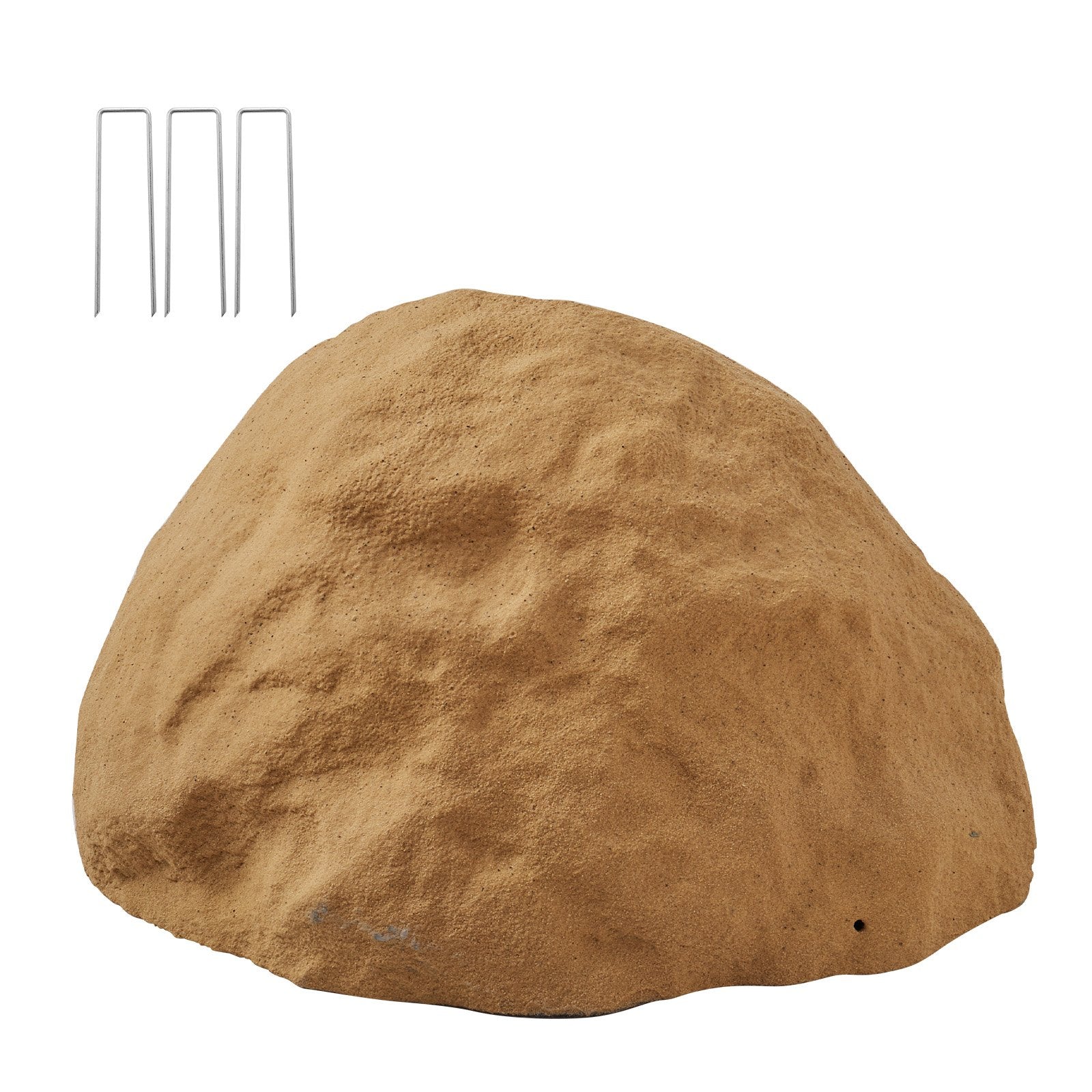 Medium Size Sandy Brown Faux Rock Cover - Realistic Texture, Weather-Resistant, Lightweight Artificial Boulder for Garden & Yard Landscaping Décor