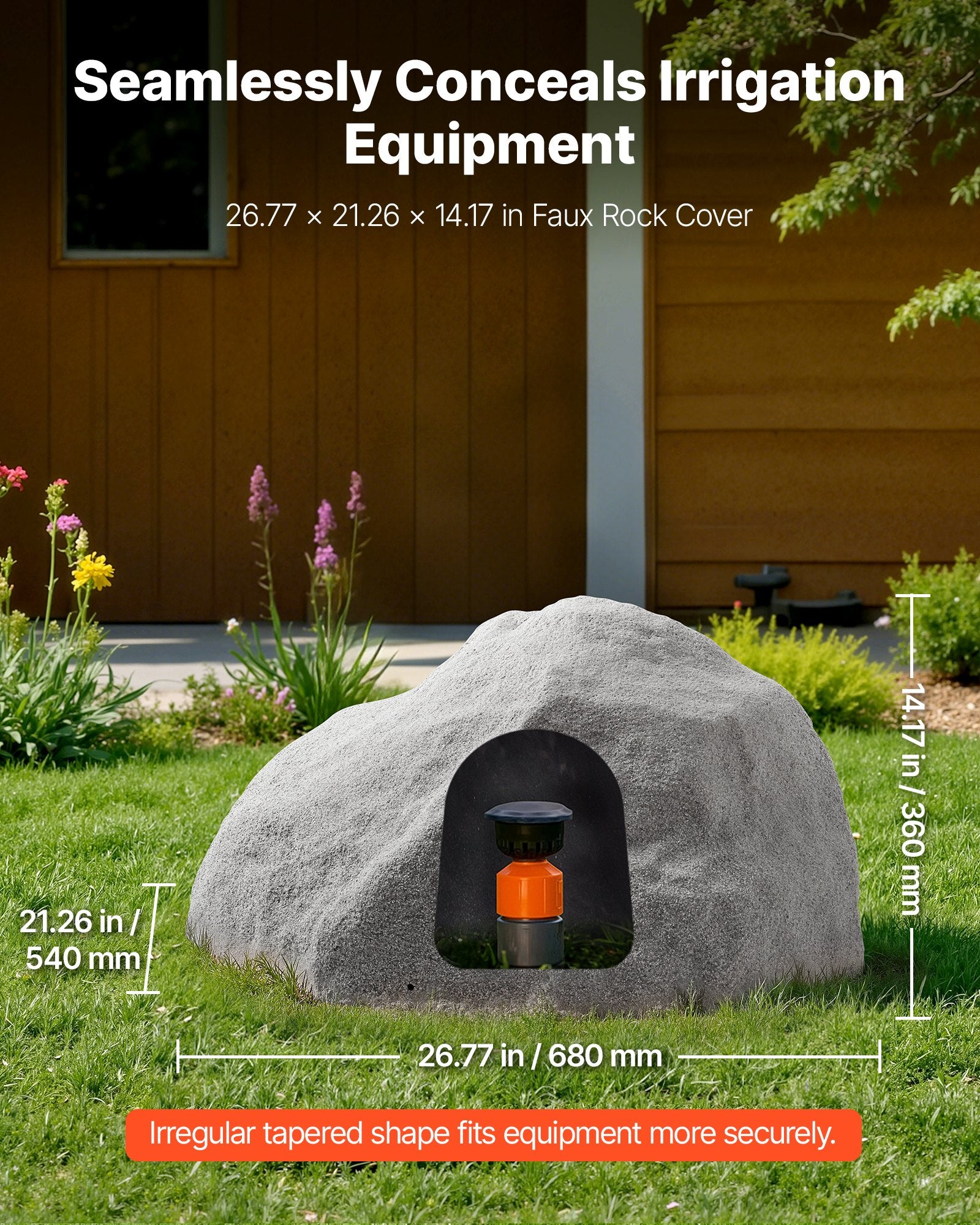 Medium Dark Grey Faux Rock Cover – Realistic, Lightweight, Weather-Resistant Artificial Boulder for Outdoor Landscaping & Garden Décor