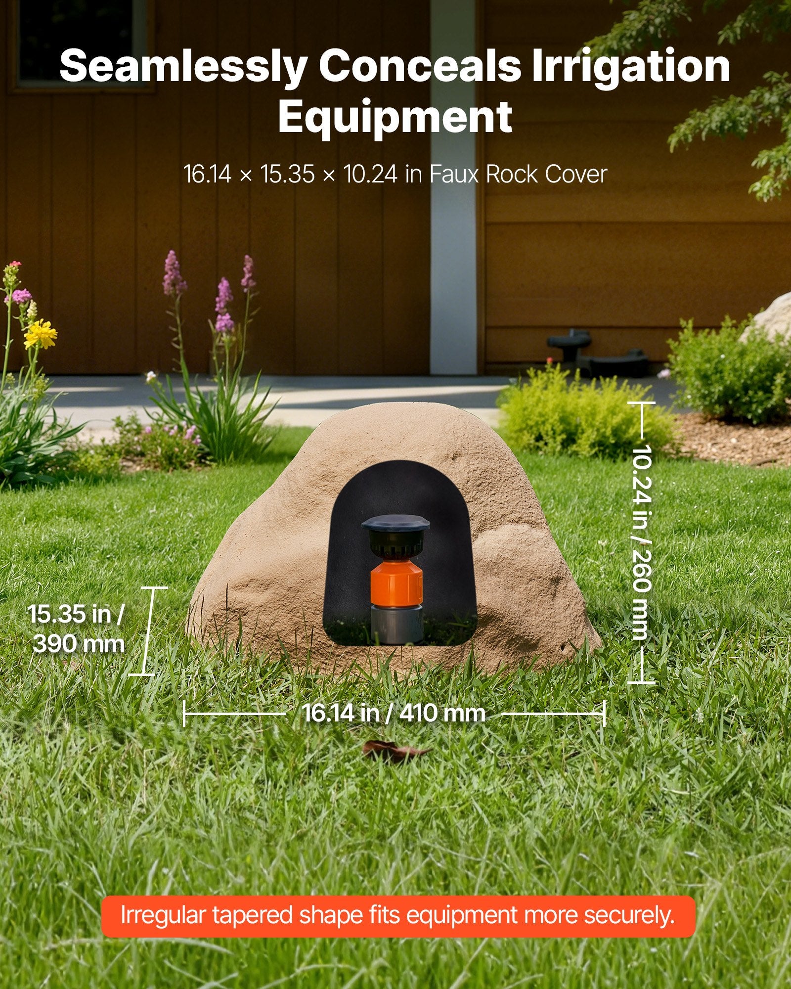 Small Faux Rock Cover for Outdoors - Realistic Polyresin Boulder, Lightweight, Weather-Resistant, Perfect for Garden Landscaping & Well Pump Concealment