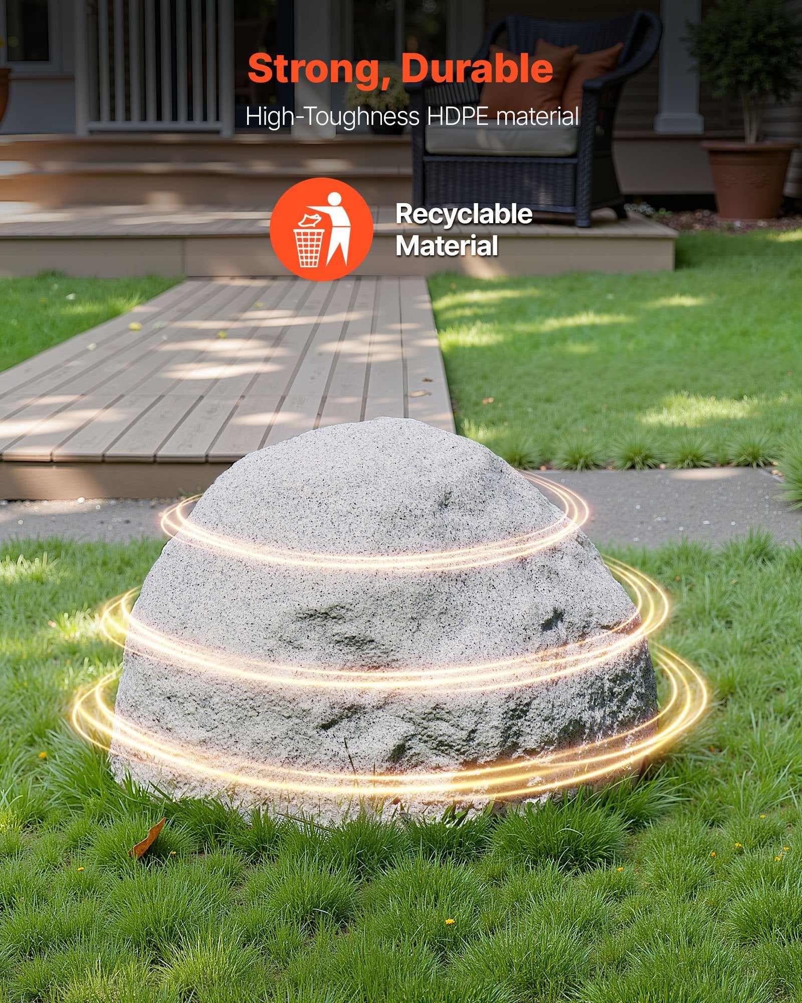 Small Grey Faux Rock Cover - Realistic Outdoor Polyresin Boulder for Landscaping, Garden, Yard Décor, Weather-Resistant, Sunproof, Windproof, Seamless Design