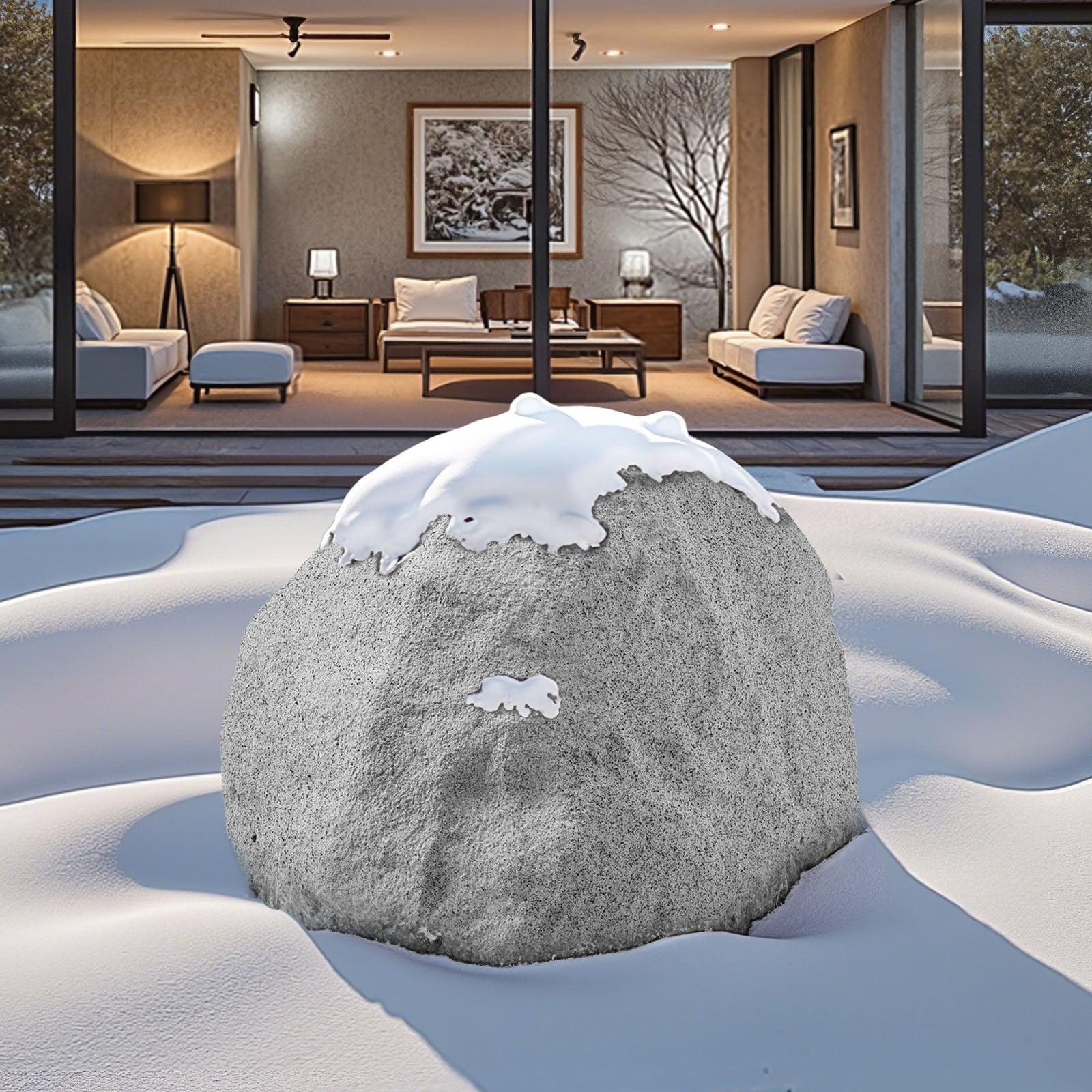 Small Grey Faux Rock Cover - Realistic Outdoor Polyresin Boulder for Landscaping, Garden, Yard Décor, Weather-Resistant, Sunproof, Windproof, Seamless Design