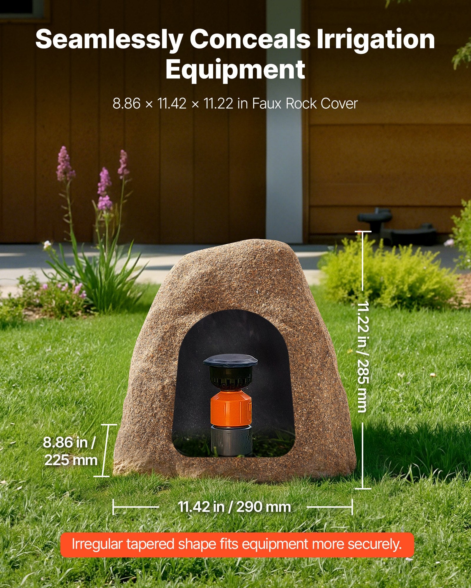 Sandy Brown Small Faux Rock Cover - Realistic Texture, Lightweight & Weather-Resistant for Garden Landscaping & Yard Decor, HDPE Artificial Boulder