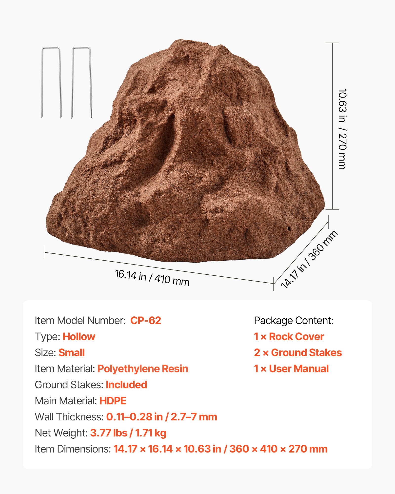 Small Faux Rock Cover for Well Pump – Realistic, Weather-Resistant Polyresin Boulder for Outdoor Landscaping and Garden Décor