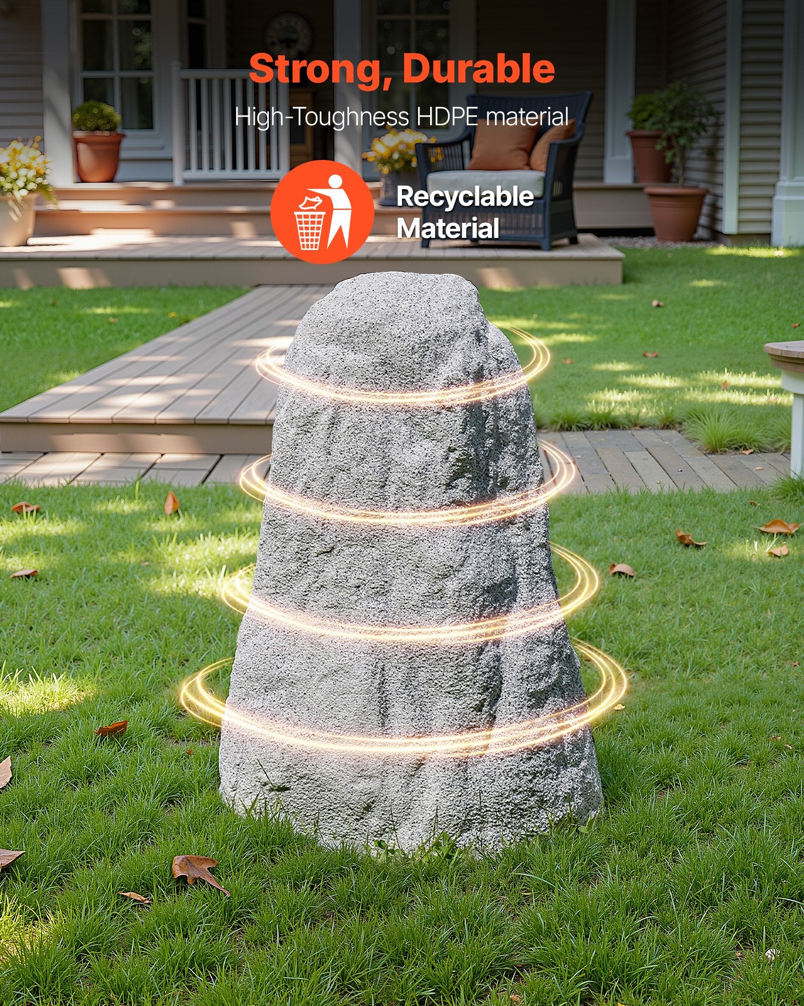 Medium Grey Faux Rock Cover for Outdoor Landscaping – Realistic Polyresin Boulder, Lightweight, Weather-Resistant, Sun & Crack-Proof Garden Decor