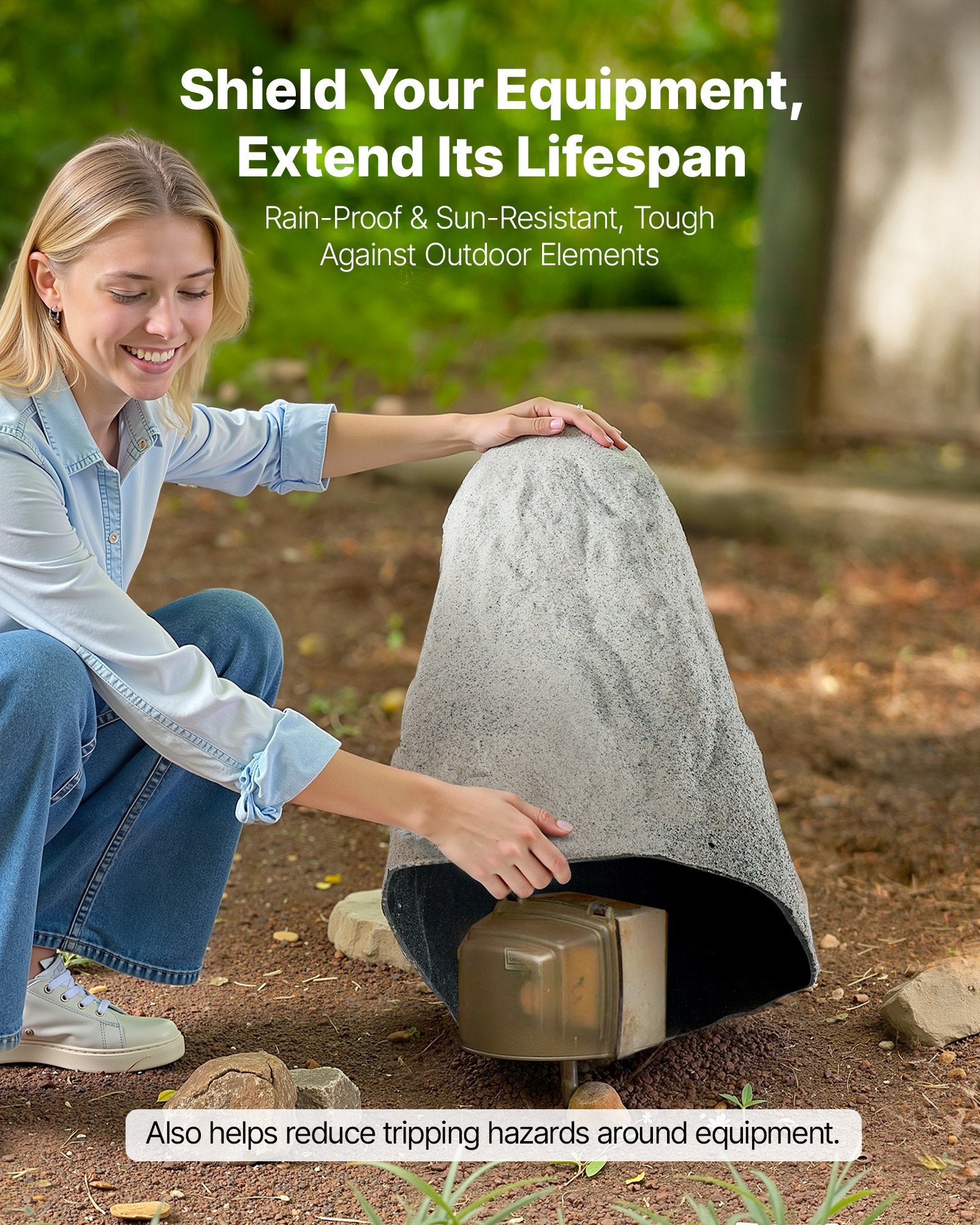 Medium Grey Faux Rock Cover for Outdoor Landscaping – Realistic Polyresin Boulder, Lightweight, Weather-Resistant, Sun & Crack-Proof Garden Decor