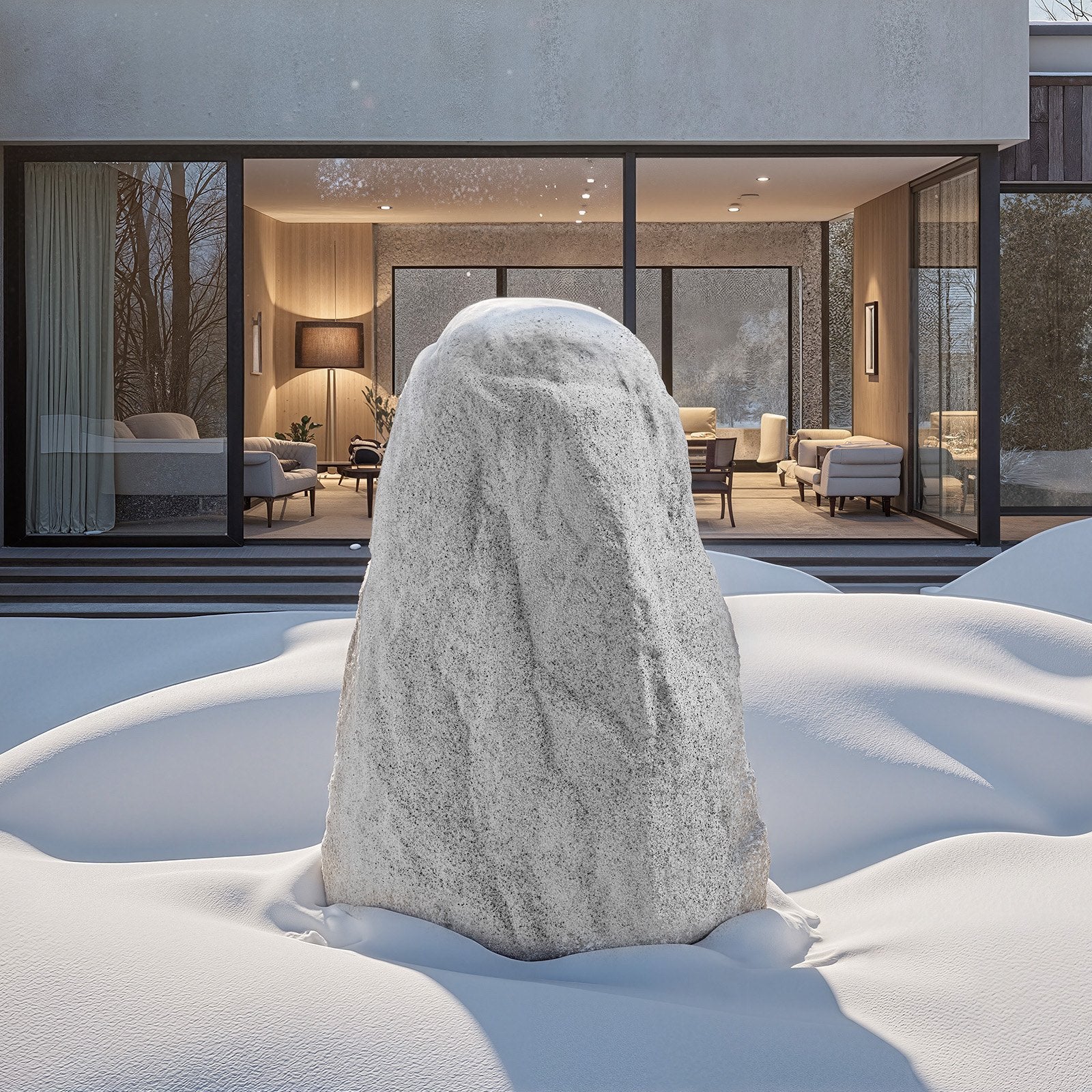 Medium Grey Faux Rock Cover for Outdoor Landscaping – Realistic Polyresin Boulder, Lightweight, Weather-Resistant, Sun & Crack-Proof Garden Decor