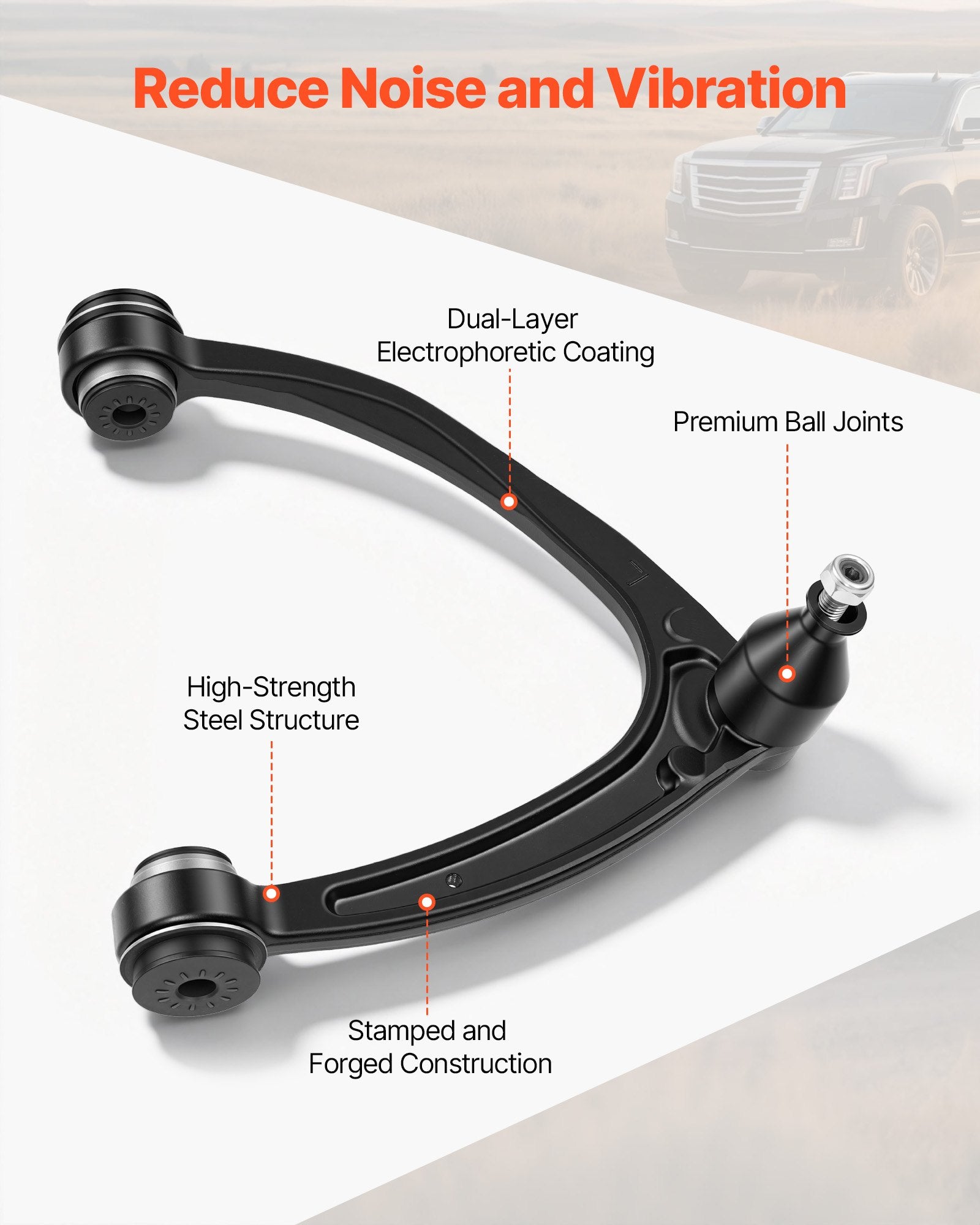 Enhanced OEM Suspension Kit - 10PC Left Right Front Upper Control Arms with Ball Joint for 2007–2014 GMC, Cadillac, Chevrolet