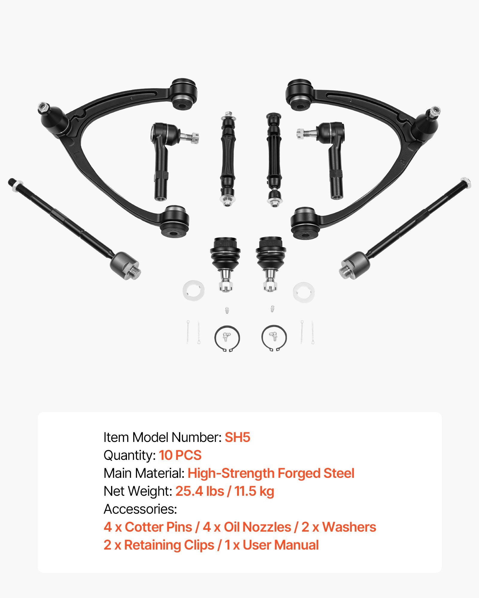 Enhanced OEM Suspension Kit - 10PC Left Right Front Upper Control Arms with Ball Joint for 2007–2014 GMC, Cadillac, Chevrolet