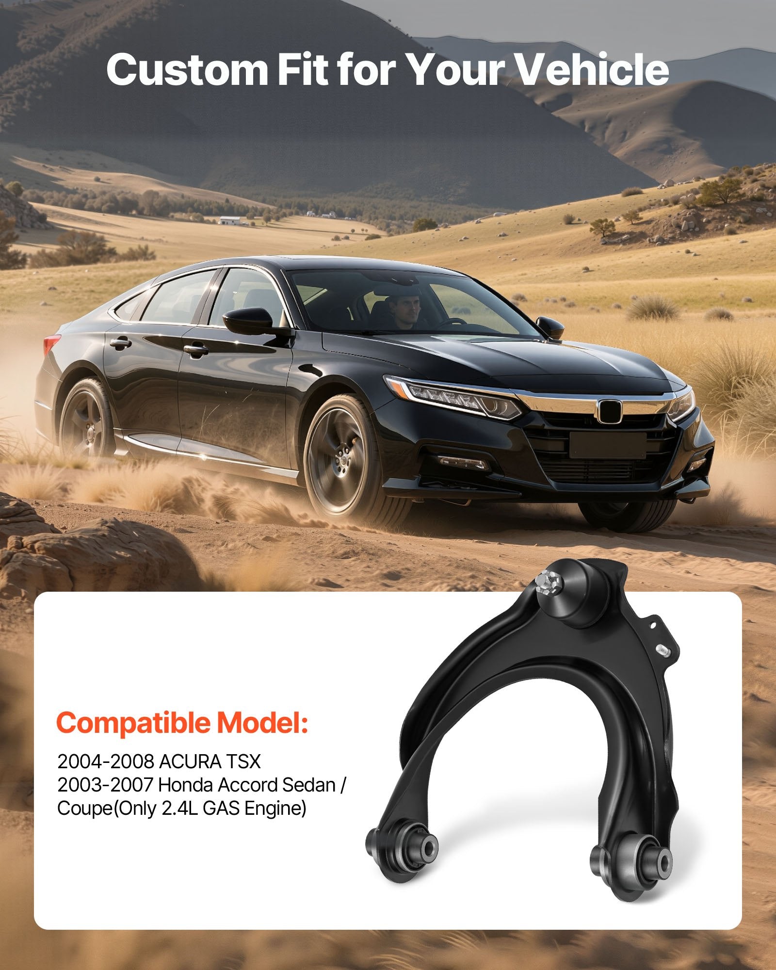 Enhanced Suspension Kit: Front Upper Lower Control Arms for 2004-2008 ACURA TSX & 2003-2007 Honda Accord, 2.4L Gas, 12PCS, Durable OEM Design