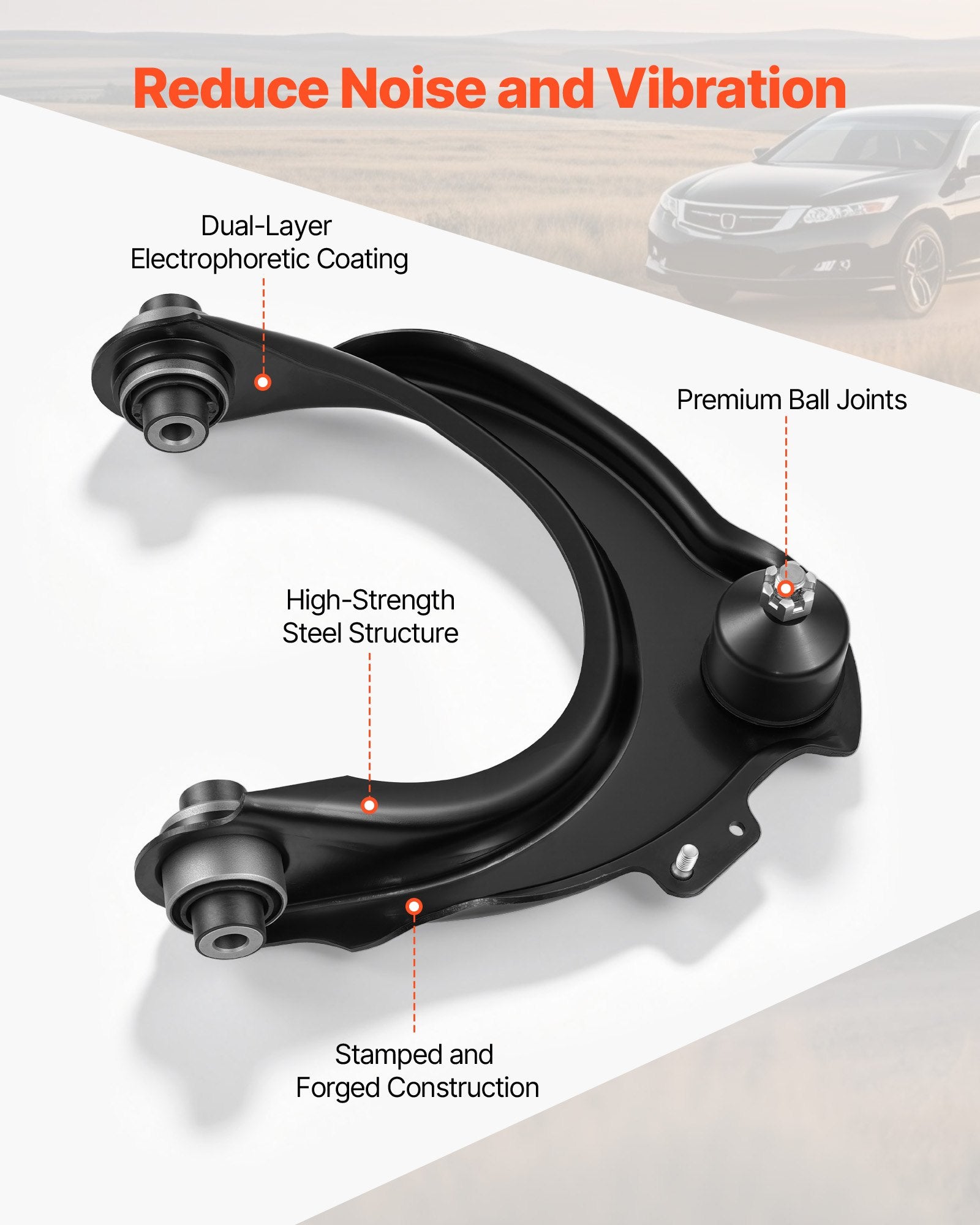 Enhanced Suspension Kit: Front Upper Lower Control Arms for 2004-2008 ACURA TSX & 2003-2007 Honda Accord, 2.4L Gas, 12PCS, Durable OEM Design