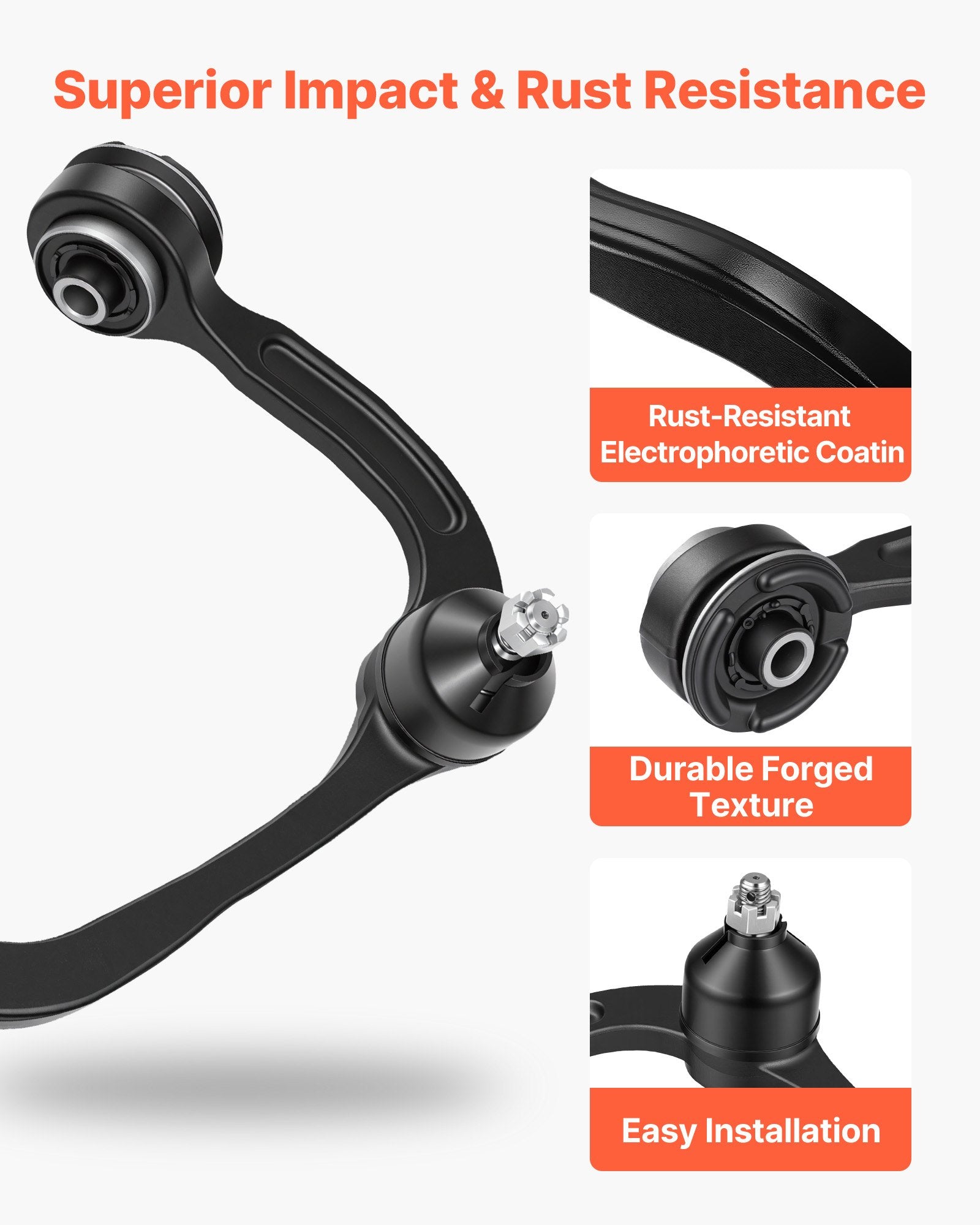 Front Upper Control Arms with Ball Joints for 2004-2024 Ford F150, 2007-2015 Expedition, Lincoln Navigator, Mark LT - Durable OEM Suspension Kit, Easy Install, High-Strength Forged Steel