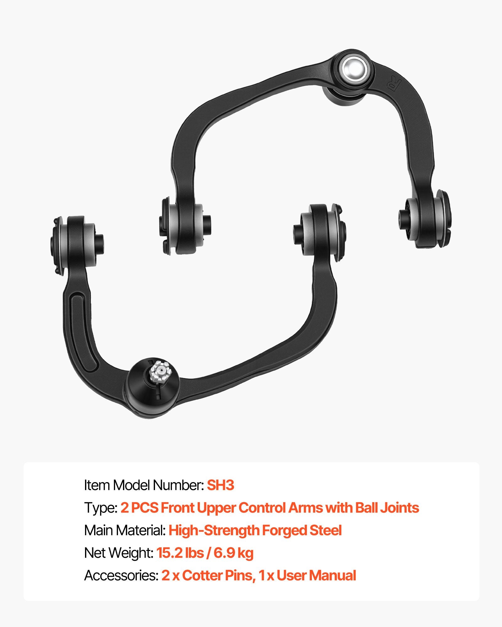 Front Upper Control Arms with Ball Joints for 2004-2024 Ford F150, 2007-2015 Expedition, Lincoln Navigator, Mark LT - Durable OEM Suspension Kit, Easy Install, High-Strength Forged Steel