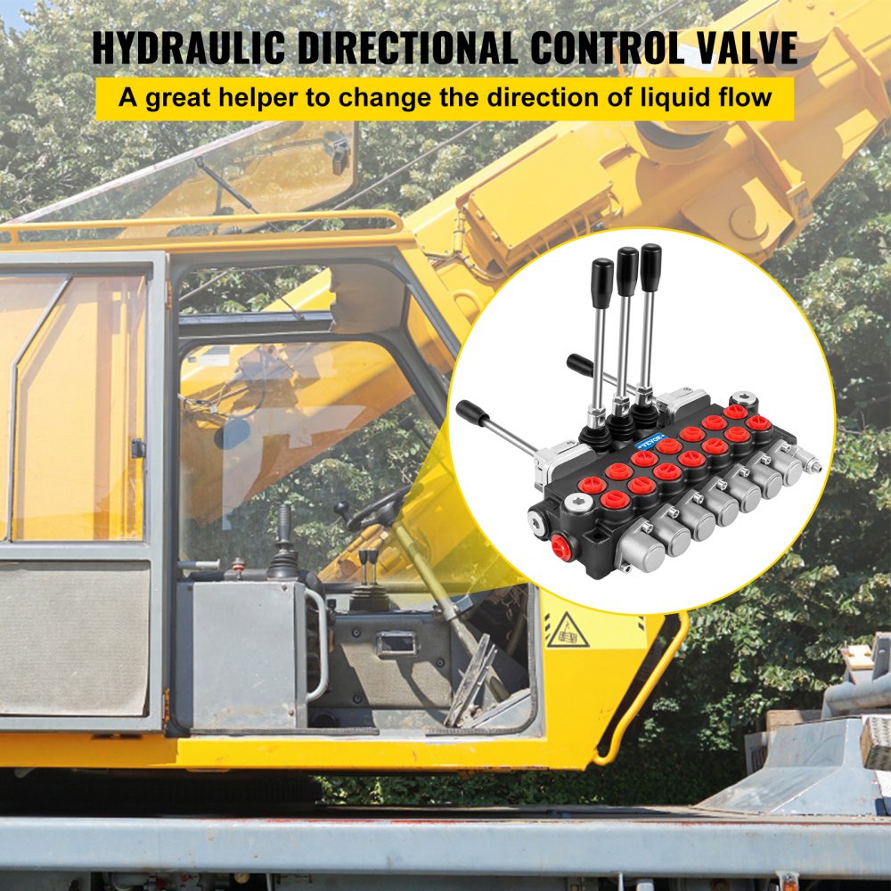 VEVOR Hydraulic Directional Control Valve, 7 Spool Hydraulic Spool Valve, 11 GPM Hydraulic Loader Valve, 4500 PSI Directional Control Valve, Hydraulic Valves And Controls For Tractors Loaders Tanks