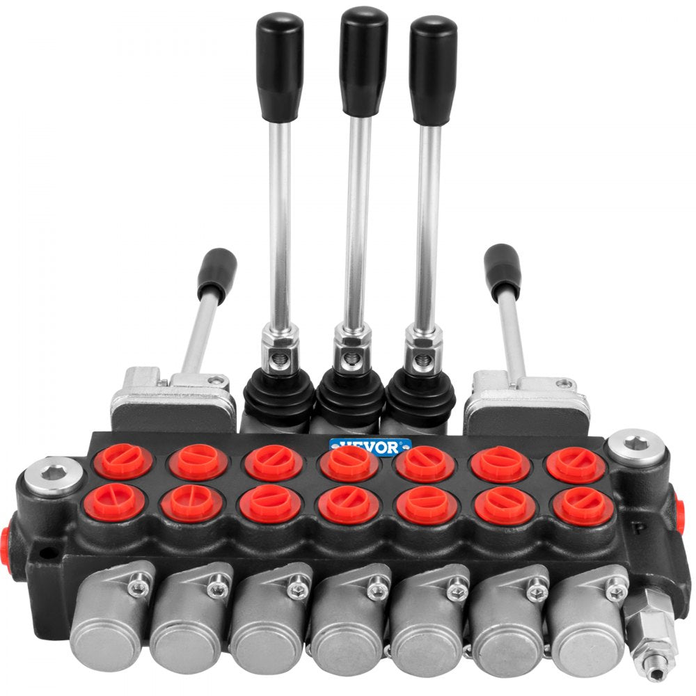 VEVOR Hydraulic Directional Control Valve, 7 Spool Hydraulic Spool Valve, 11 GPM Hydraulic Loader Valve, 4500 PSI Directional Control Valve, Hydraulic Valves And Controls For Tractors Loaders Tanks