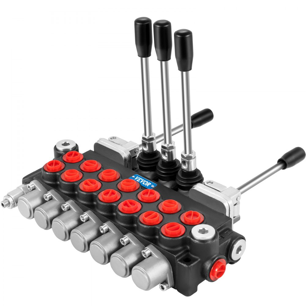 VEVOR Hydraulic Directional Control Valve, 7 Spool Hydraulic Spool Valve, 11 GPM Hydraulic Loader Valve, 4500 PSI Directional Control Valve, Hydraulic Valves And Controls For Tractors Loaders Tanks