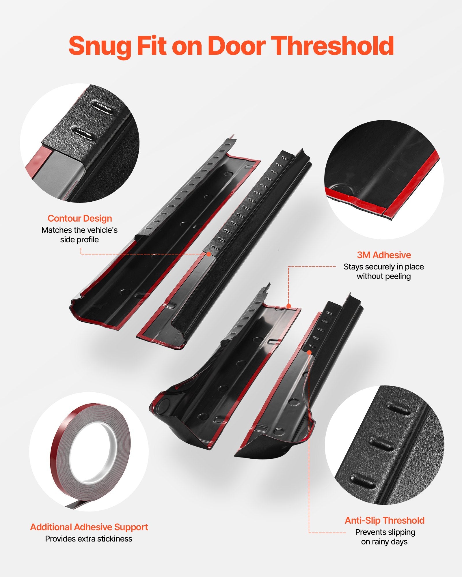 Chevrolet Silverado 1500 Rocker Panel Guard Set, Trail Armor Skirts, 2014-2018 Extended Cab, No-Drill, Black, 3M Adhesive, Durable TPO