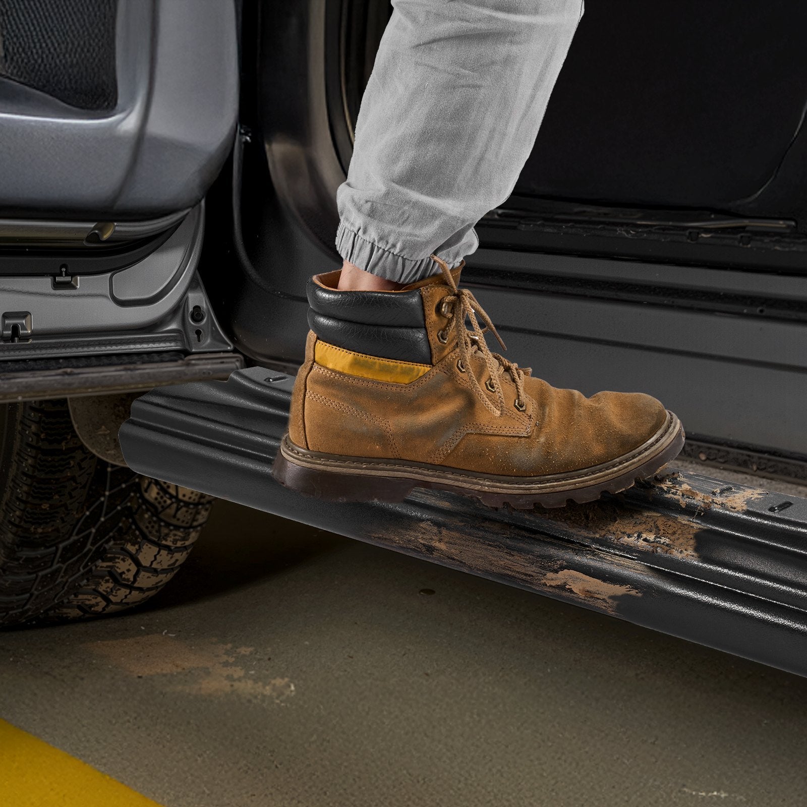 Chevrolet Silverado 1500 Rocker Panel Guard Set, Trail Armor Skirts, 2014-2018 Extended Cab, No-Drill, Black, 3M Adhesive, Durable TPO