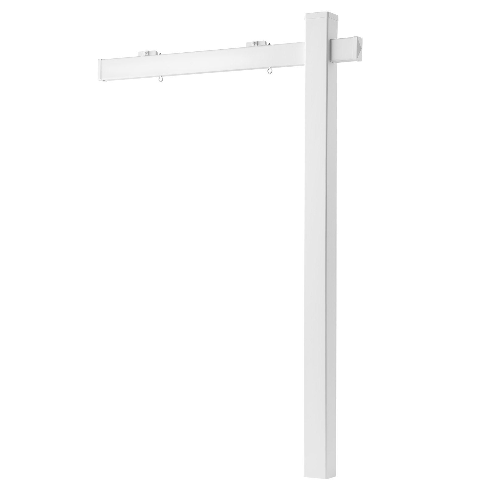6 ft PVC Real Estate Yard Sign Post with 47 in Arm, Wind-Resistant, Easy Install for Open House, Outdoor Use, Durable Realtor White Holder