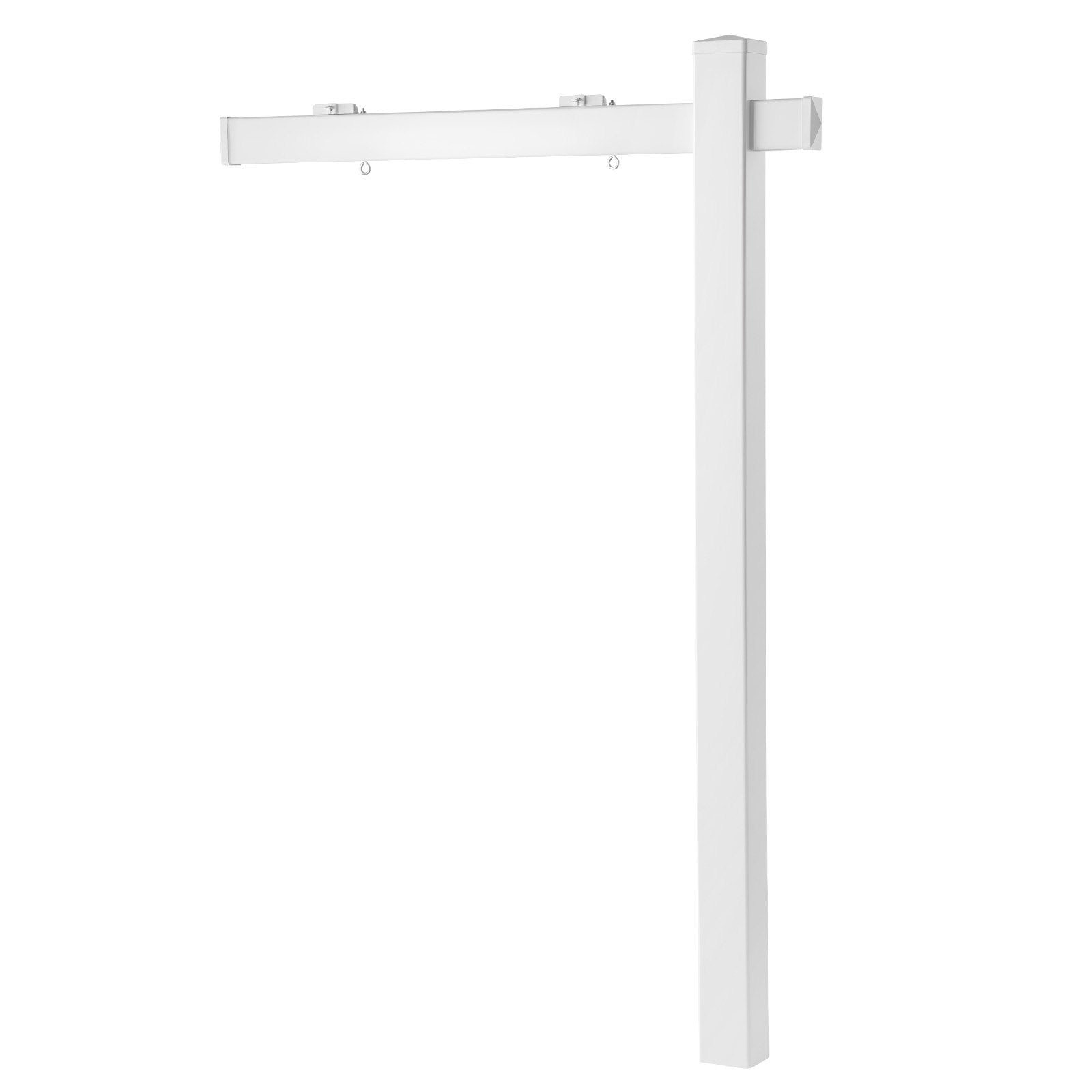 6 ft PVC Real Estate Yard Sign Post with 47 in Arm, Wind-Resistant, Easy Install for Open House, Outdoor Use, Durable Realtor White Holder