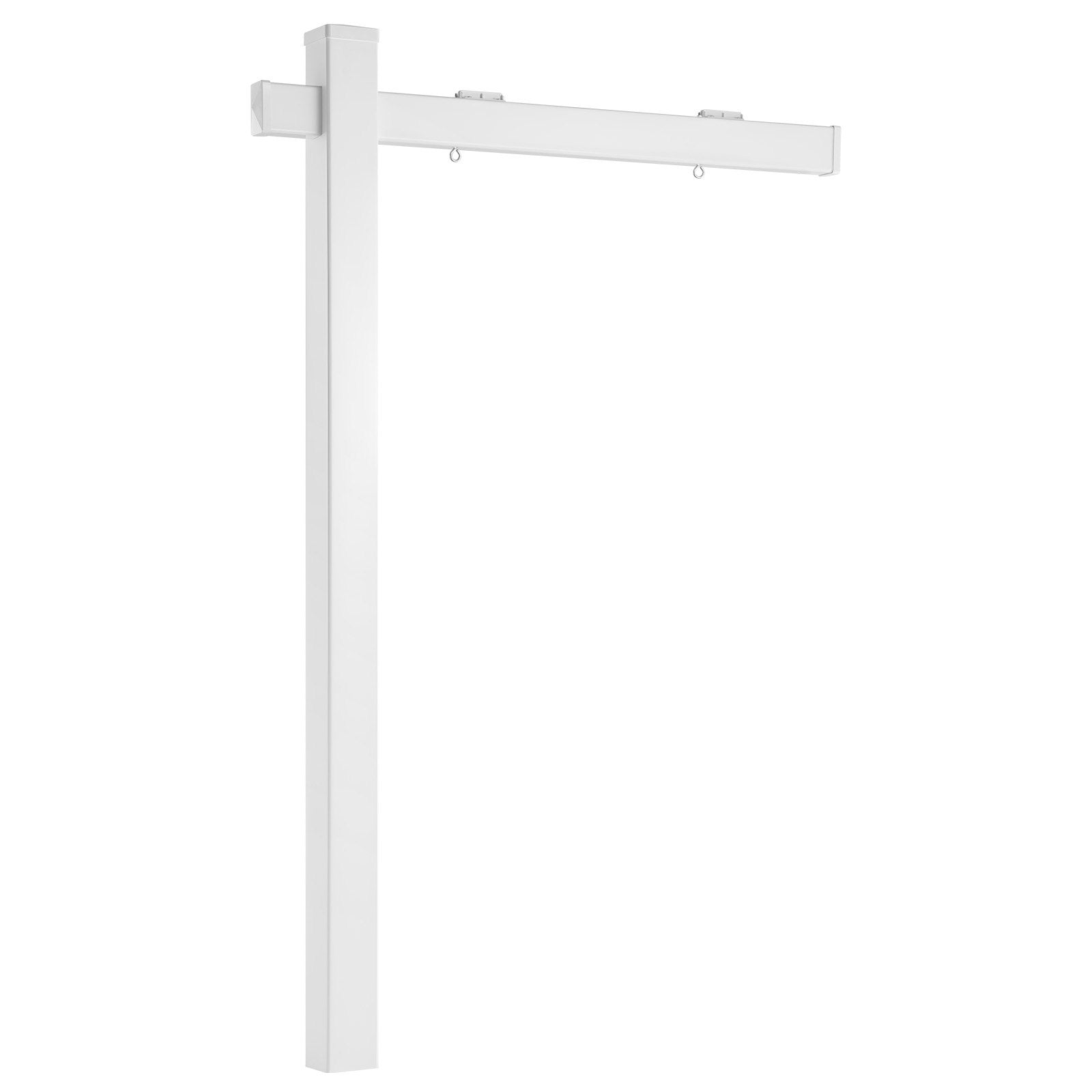 6 ft PVC Real Estate Yard Sign Post with 47 in Arm, Wind-Resistant, Easy Install for Open House, Outdoor Use, Durable Realtor White Holder