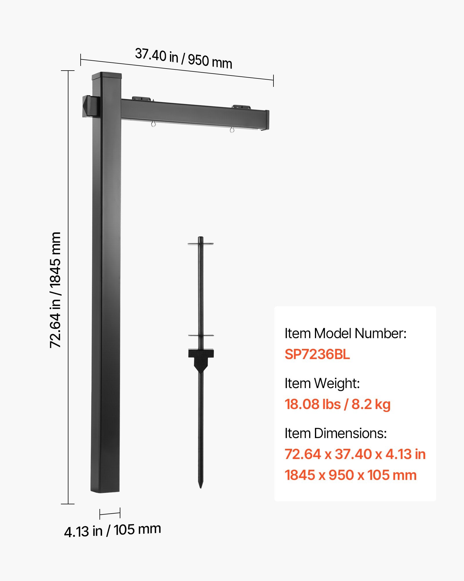 6 ft Tall PVC Real Estate Sign Post, Durable Yard Sign Holder with 36 in Arm, Easy Install, Wind-Resistant for Open House, Home, Outdoor Display, Black
