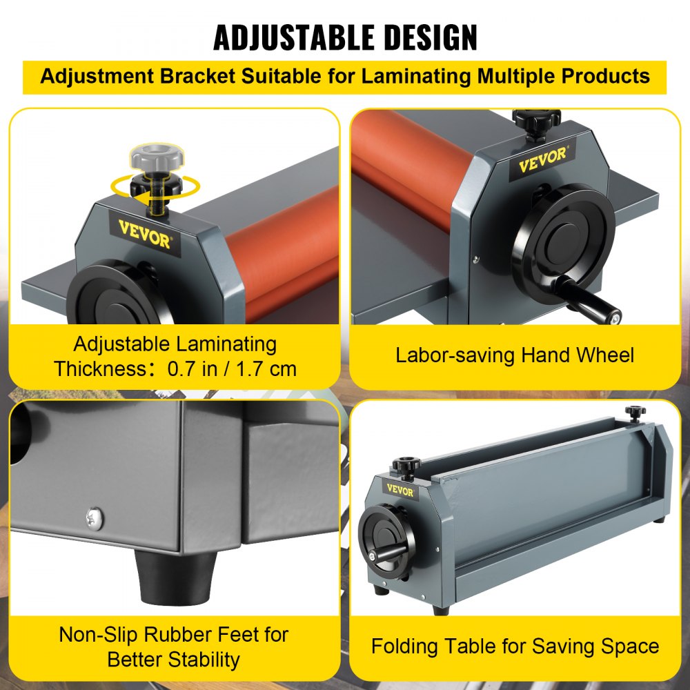 51-Inch Manual Cold Roll Laminator for Vinyl, Photos, and Film with Hand Crank and Adjustable Pressure