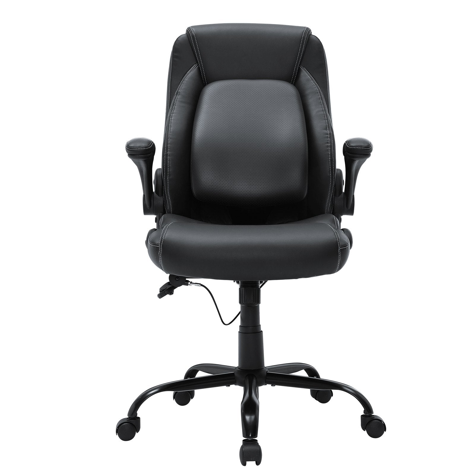 Premium Ergonomic Executive Office Chair with Adjustable Lumbar Support, High Back PU Leather, Flip-up Arms for Back Pain Relief, 300 lbs Capacity