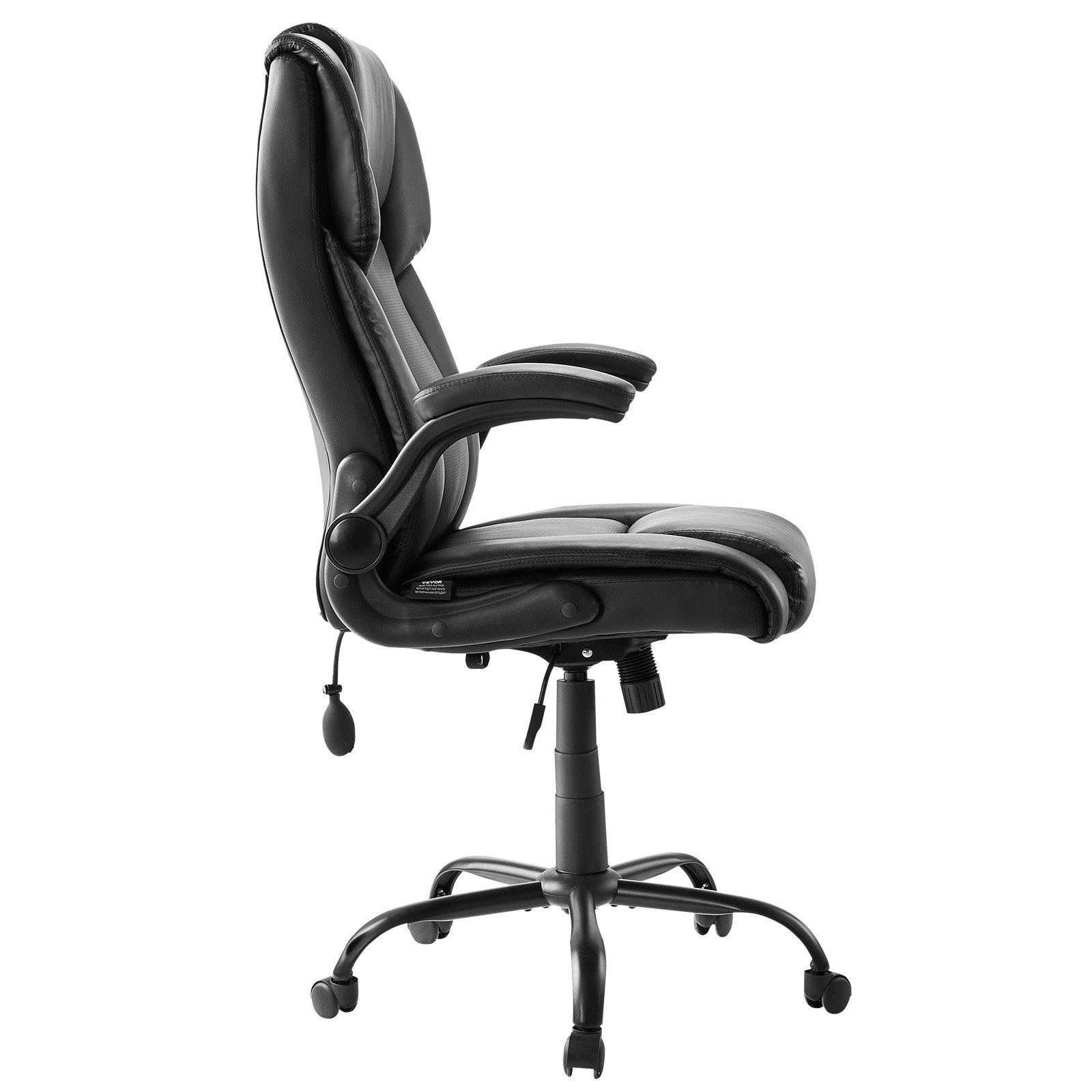 Ergonomic Executive Office Chair with High Back, Flip-up Armrests & Lumbar Support, Adjustable Tilt & Height, PU Leather Swivel Rolling Chair for Home, Study, Gaming, Black, Comfort Recline, Sturdy Build, Easy Height Adjustment, 300 lbs Capacity