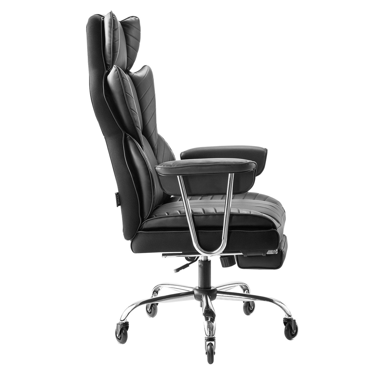 Luxurious Ergonomic Executive Office Chair with Footrest, High-Resilience Foam, PU Leather, Swivel & Removable Armrests - Ideal for Work, Study, Gaming