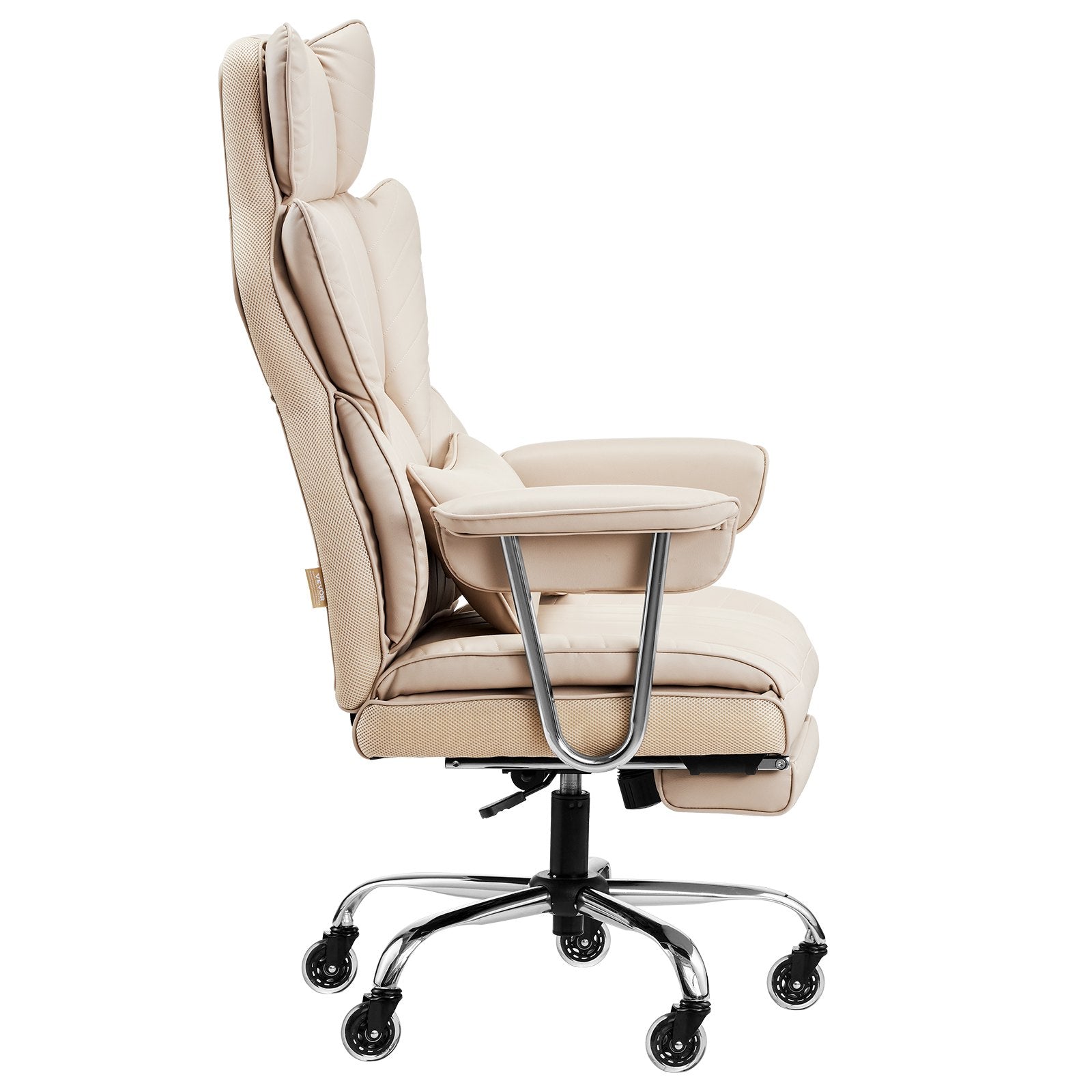 Luxurious Executive Office Chair with Footrest & Removable Armrests, Ergonomic High-Back PU Leather Swivel for Work, Study, Gaming - Brown