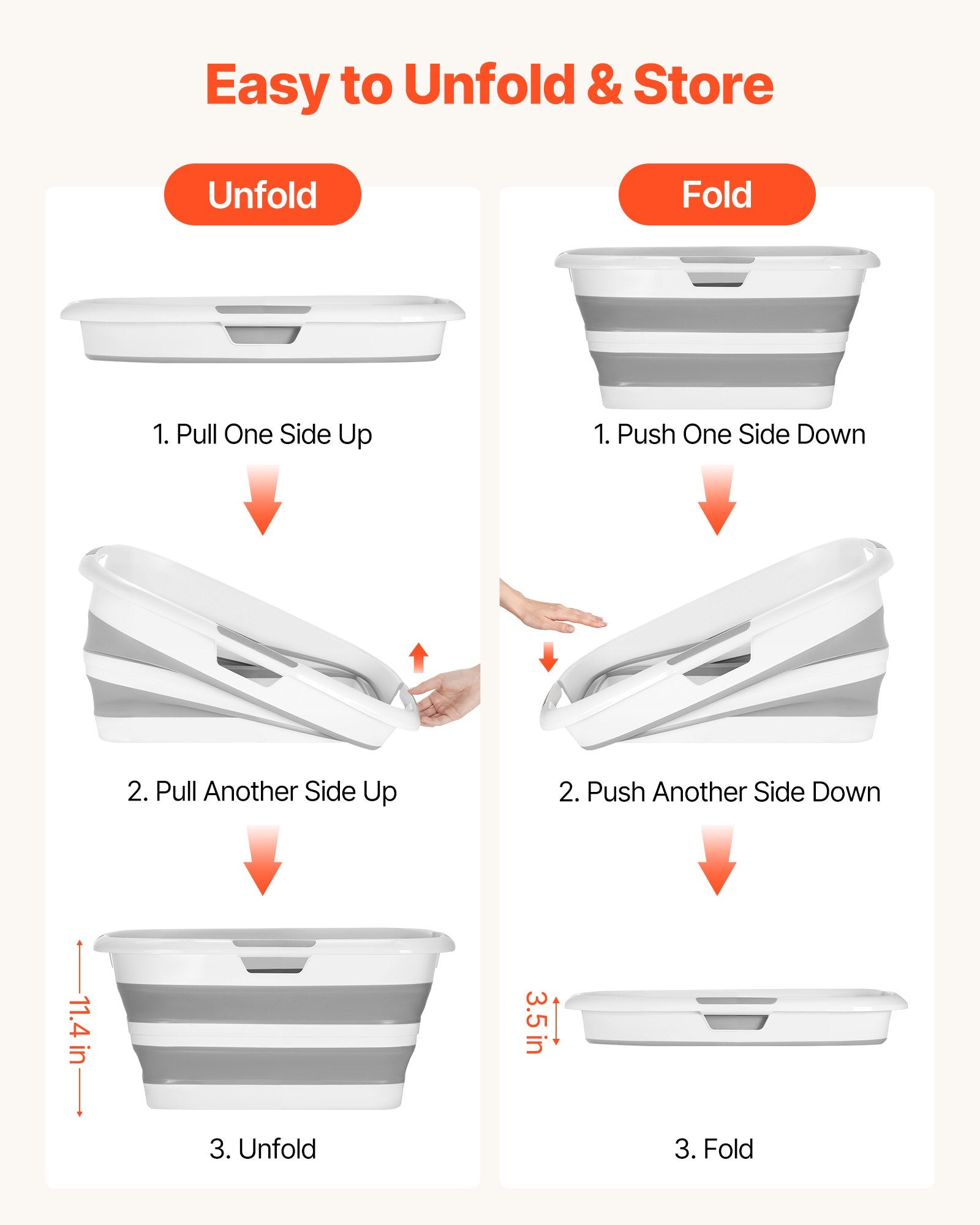 Collapsible Dog Bath Tub for Small Pets - Portable, Space-Saving Grooming Station with Drainage, Durable Foldable Design in Gray White