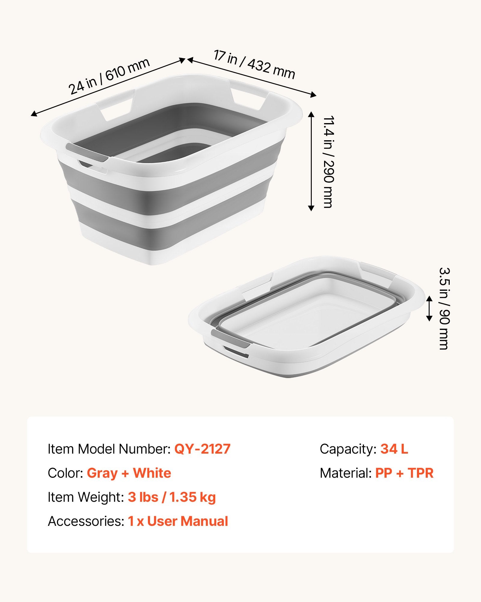 Collapsible Dog Bath Tub for Small Pets - Portable, Space-Saving Grooming Station with Drainage, Durable Foldable Design in Gray White