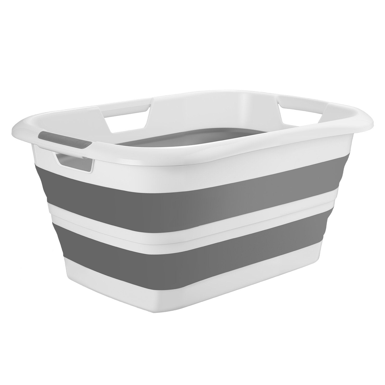 Collapsible Dog Bath Tub for Small Pets - Portable, Space-Saving Grooming Station with Drainage, Durable Foldable Design in Gray White