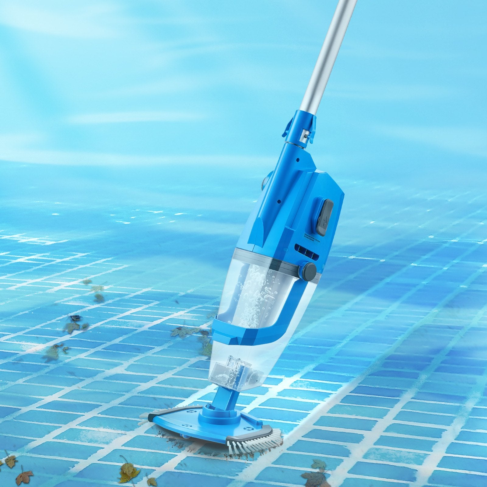 Cordless Pool Vacuum with Extension Pole for Deep Cleaning | 26 GPM, Strong Suction, 1-Hour Run Time, Rechargeable for Above/Inground Pool Spas