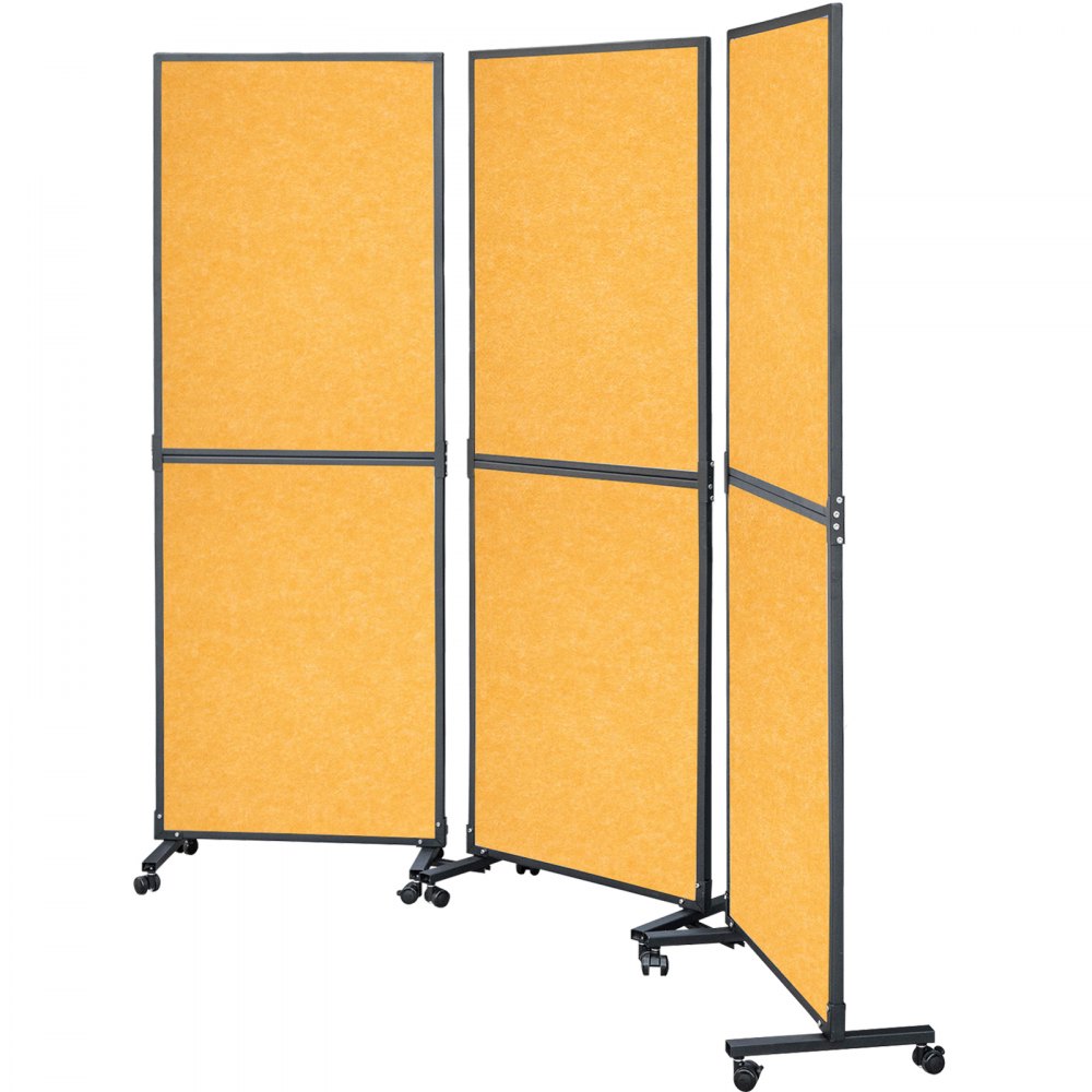 VEVOR Acoustic Room Divider 72"x66" Office Partition Panel 3 Pack Office Divider Wall Orange Color Office Dividers Partition Wall Polyester & 45 Steel Cubicle Wall Reduce Noise and Visual Distractions
