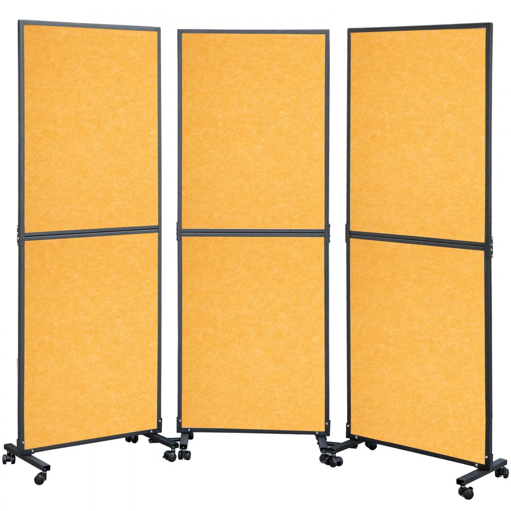 VEVOR Acoustic Room Divider 72"x66" Office Partition Panel 3 Pack Office Divider Wall Orange Color Office Dividers Partition Wall Polyester & 45 Steel Cubicle Wall Reduce Noise and Visual Distractions