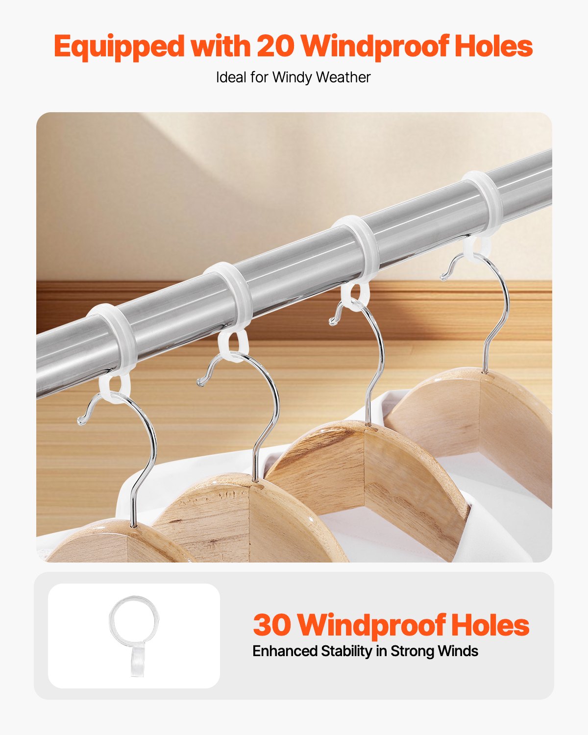 Stainless Steel 2-Tier Telescopic Clothes Drying Rack with Windproof Holes & Shoe Hooks, Portable Laundry Dryer for Indoor/Outdoor Use