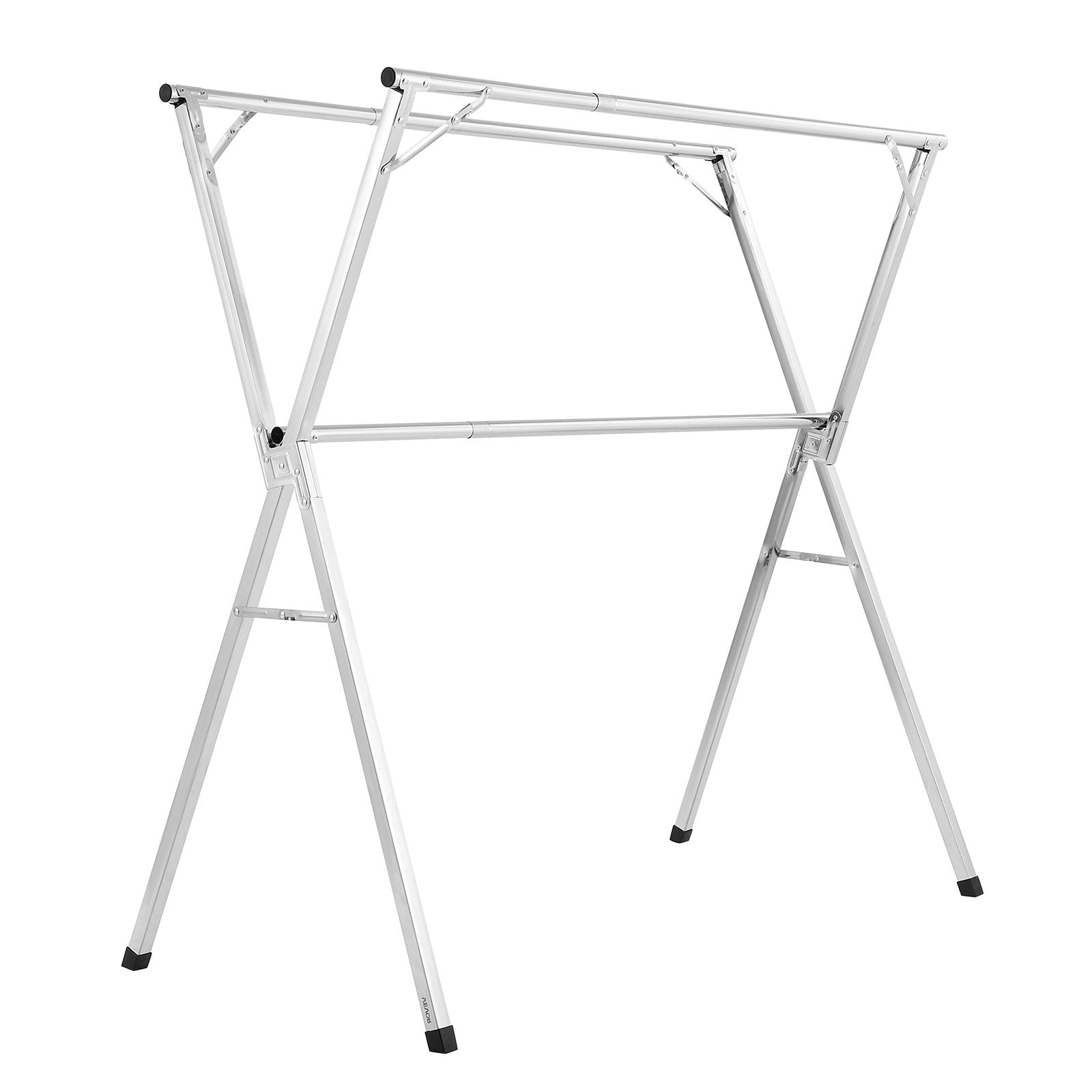 Stainless Steel 2-Tier Telescopic Clothes Drying Rack with Windproof Holes & Shoe Hooks, Portable Laundry Dryer for Indoor/Outdoor Use